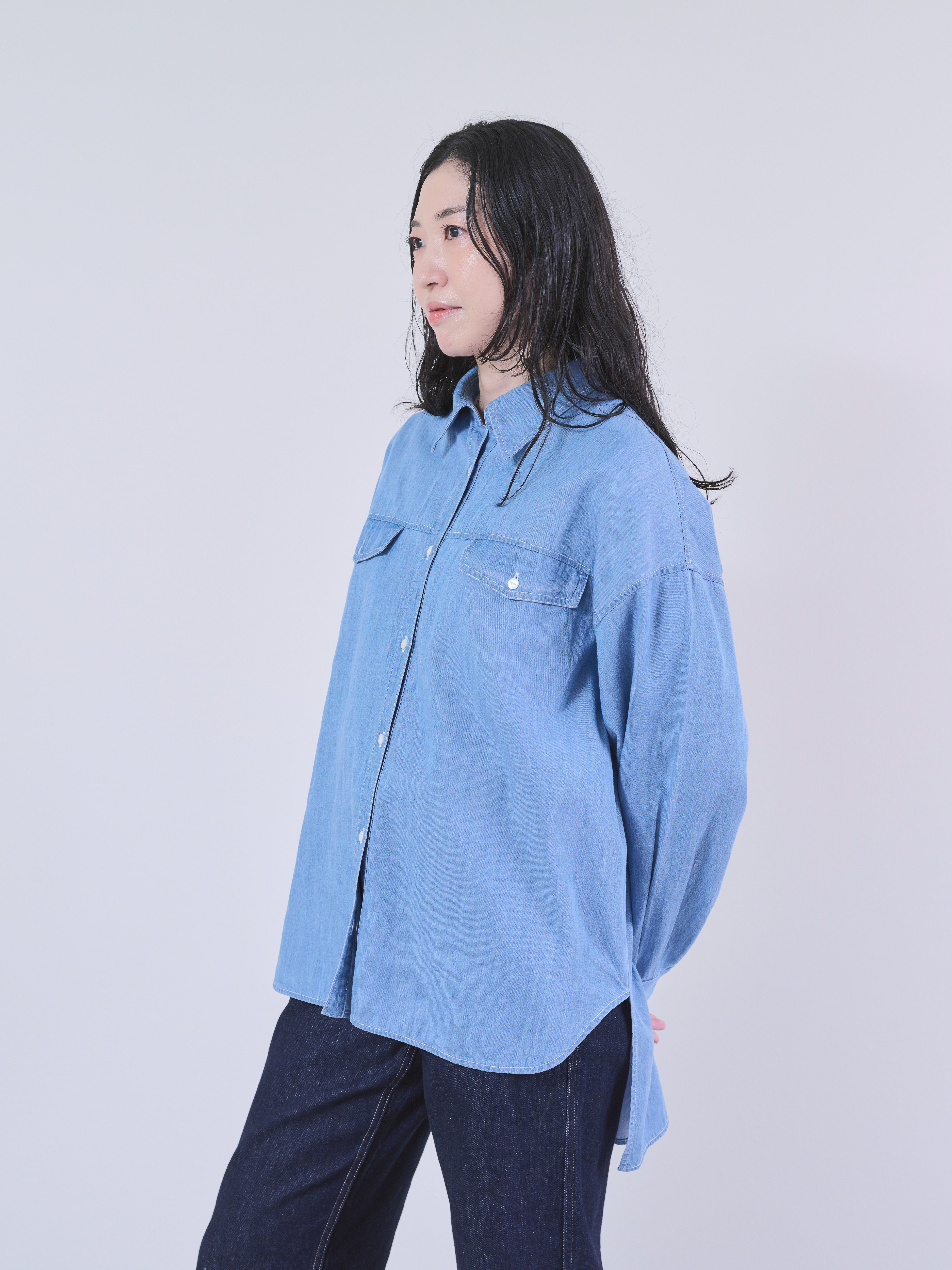 たまがみつかった様 購入専用 公式オンラインストア限定】バックプリーツデニムシャツ [601249]
