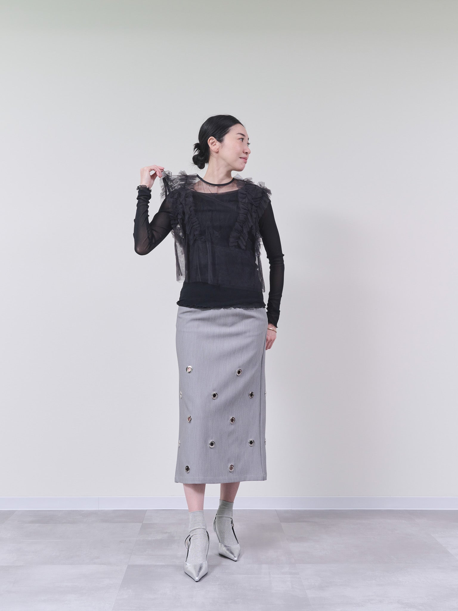 ソフトチュールトップス　[608296] black