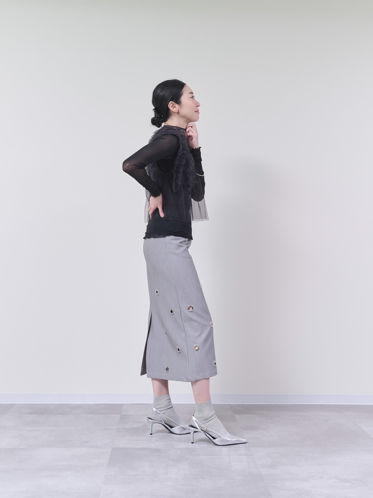 ソフトチュールトップス　[608296] black