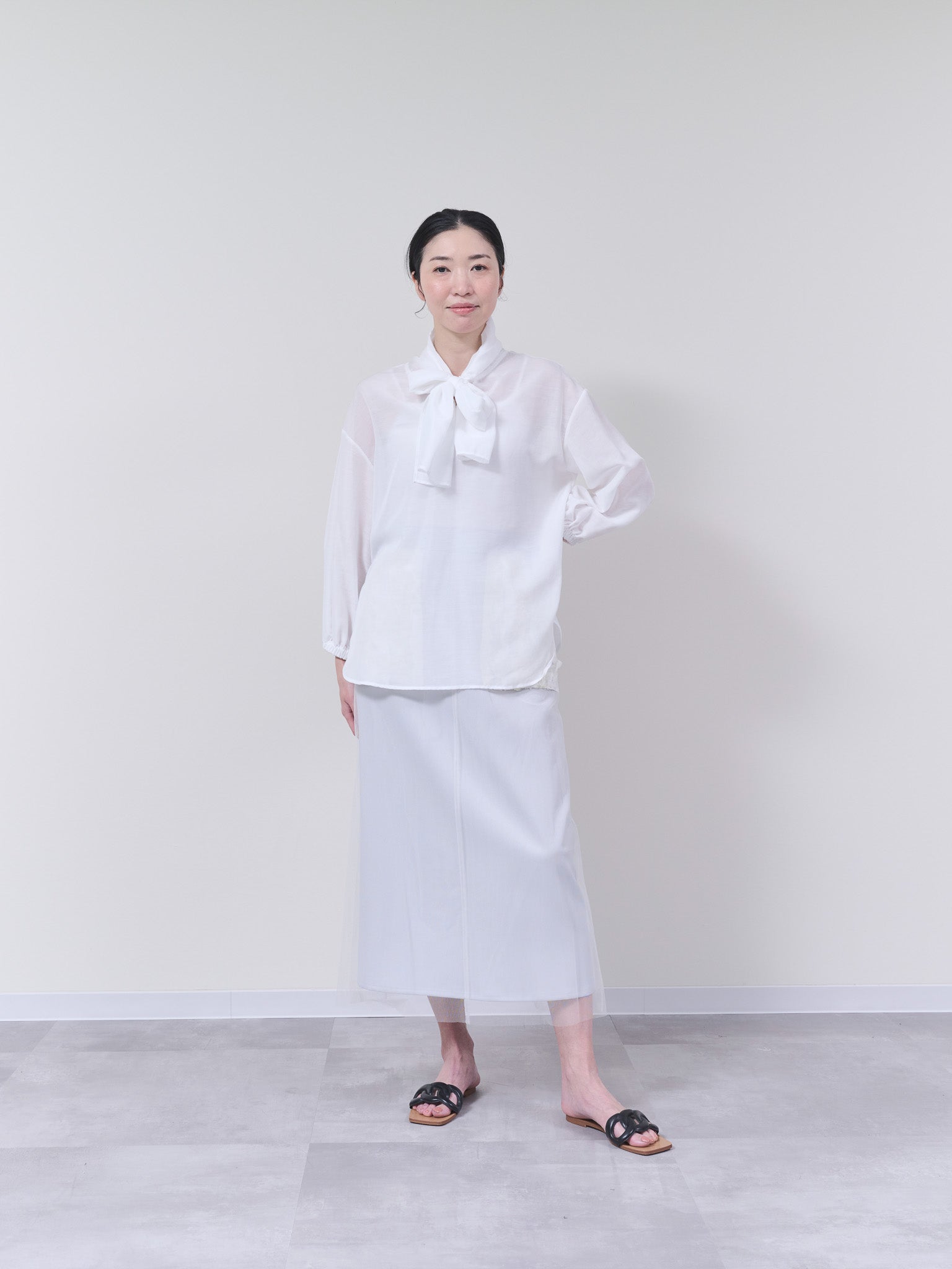 2WAYニット×ブラウストップス [601273] white