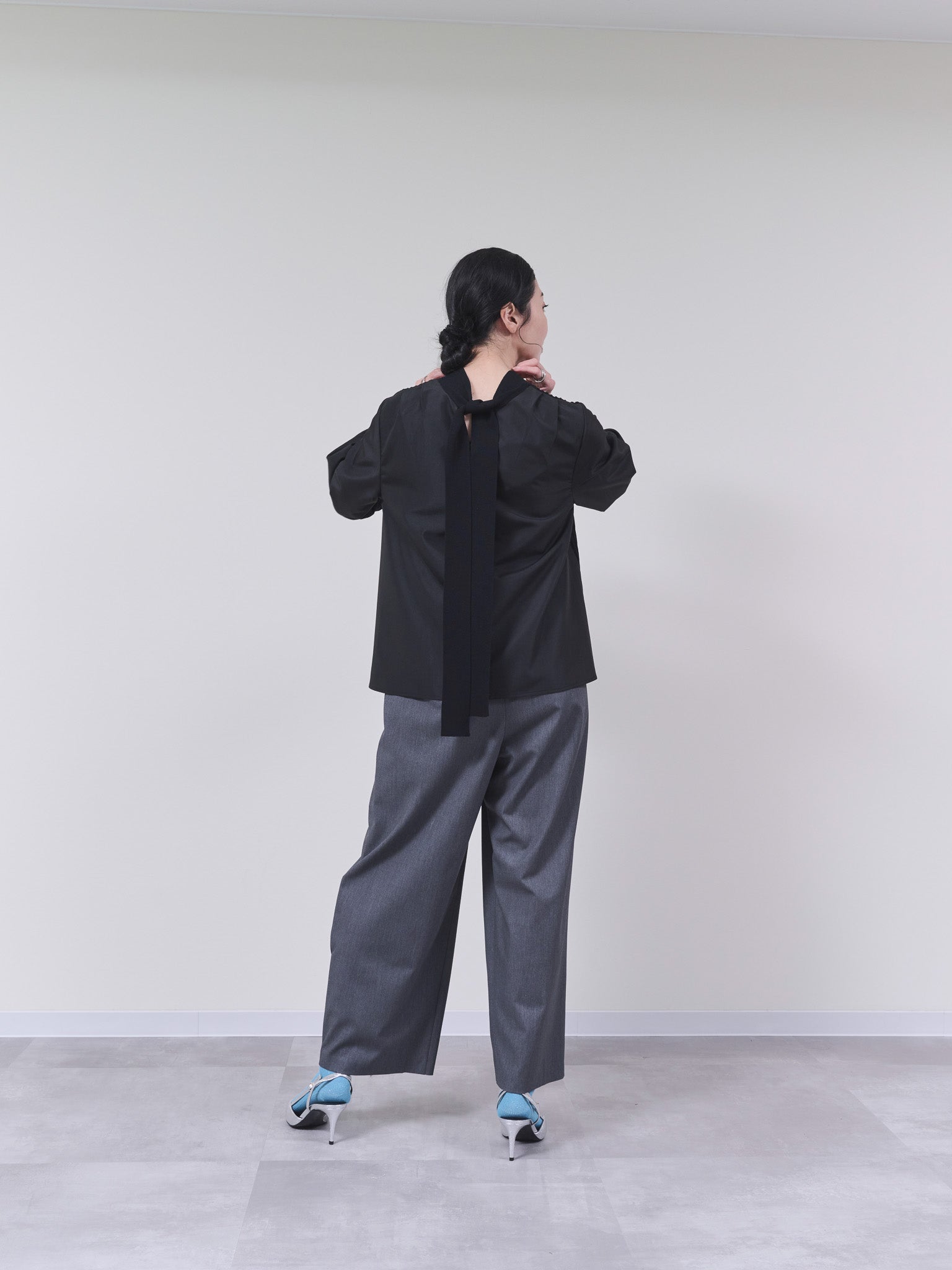 2WAYニット×ブラウストップス [601273] black