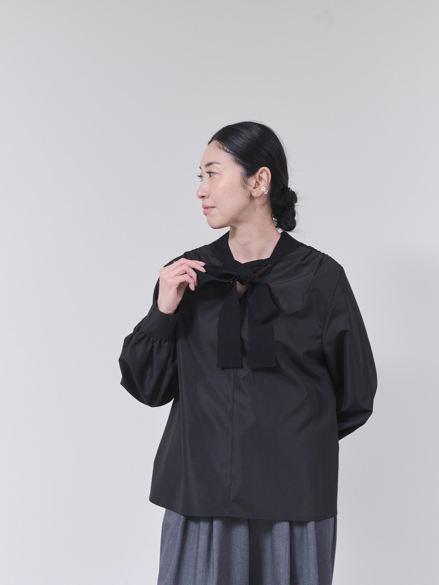2WAYニット×ブラウストップス [601273] black