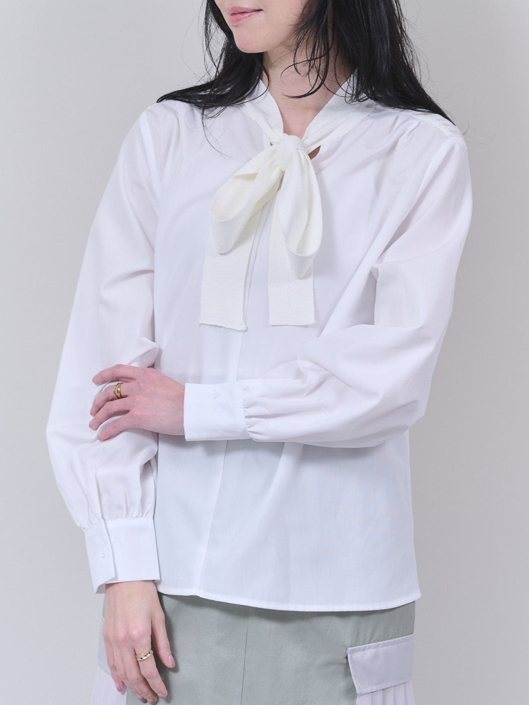 2WAYニット×ブラウストップス [601273] white
