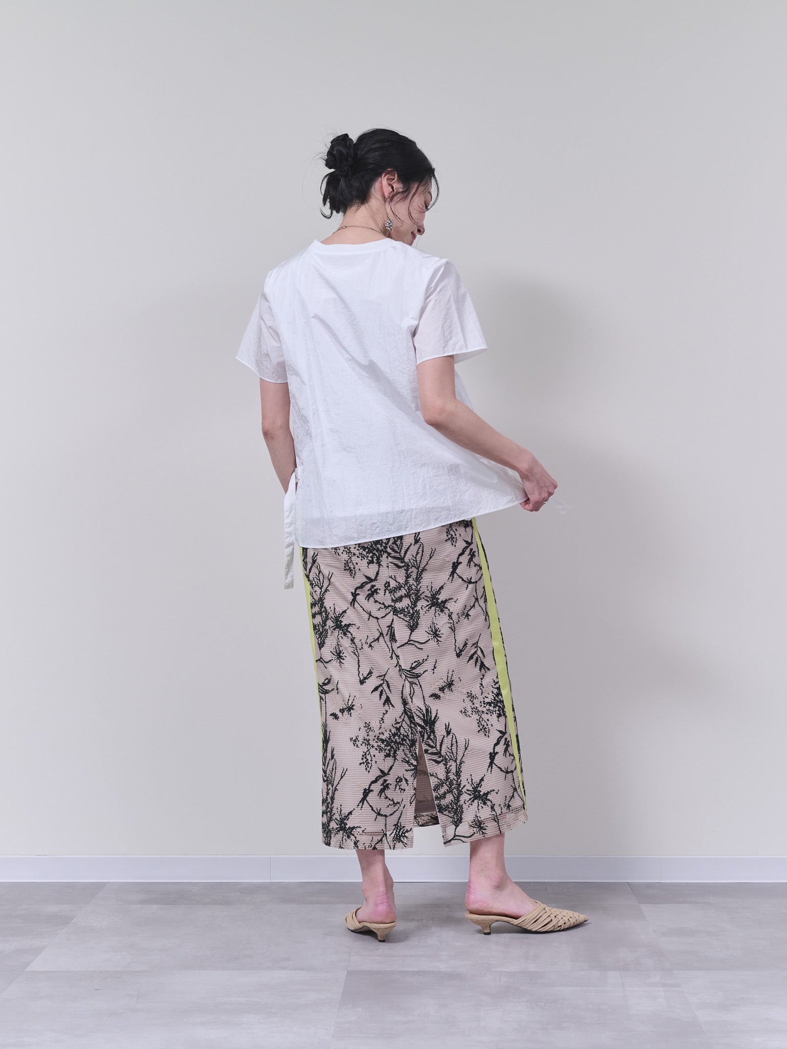 ボタニカルレース配色スカート [603310] beige