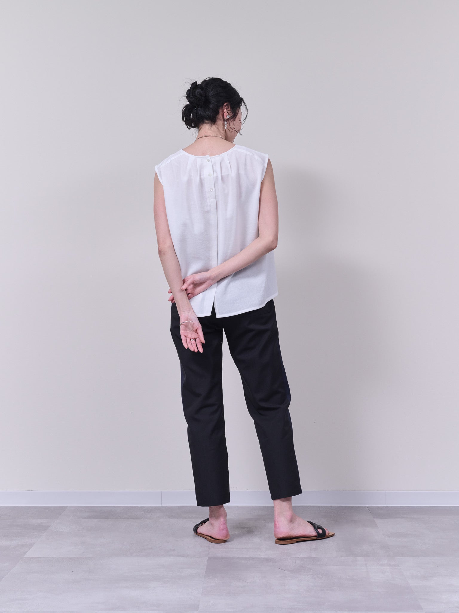 リーフジャガード配色パンツ [603308] black