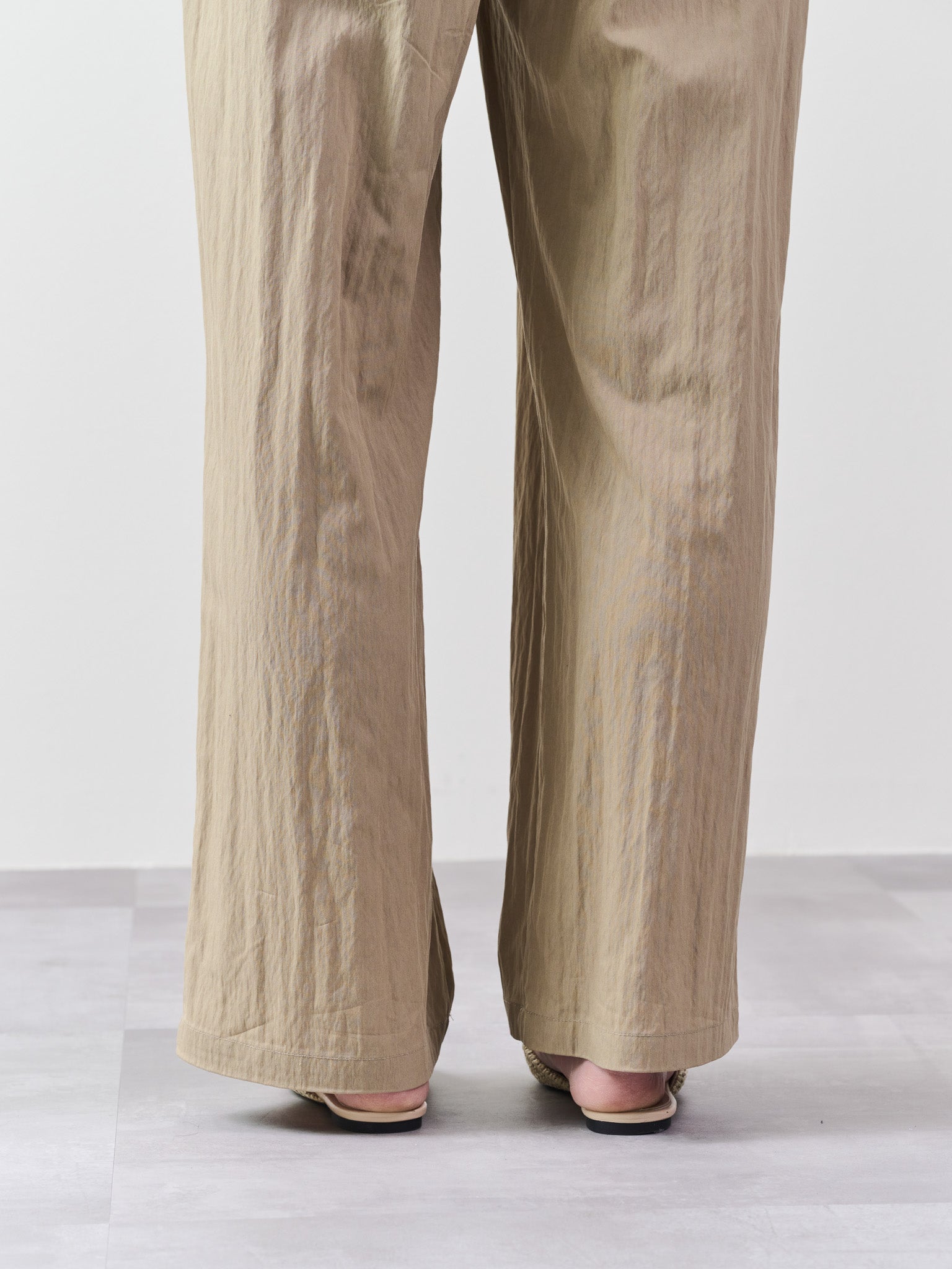 ウエストシャーリング配色ワイドパンツ [601314] beige