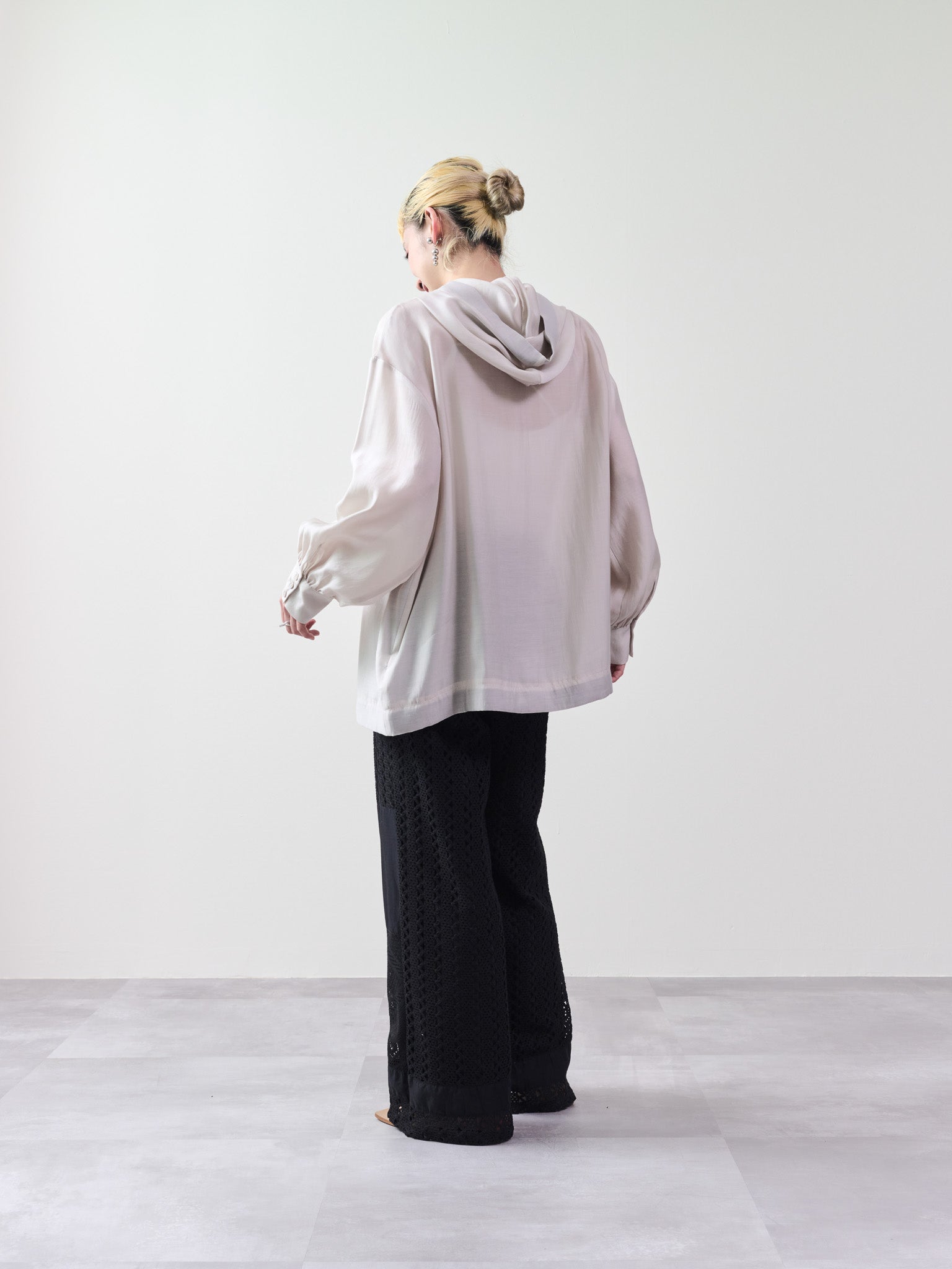 異素材切替レースパンツ [601333] black