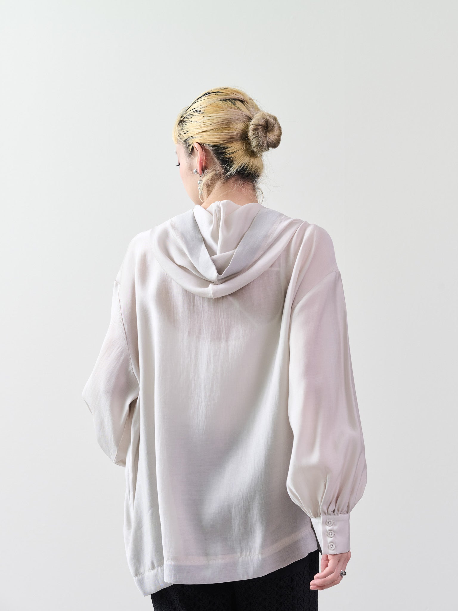 テープ配色シアーフーディートップス [601331] light beige