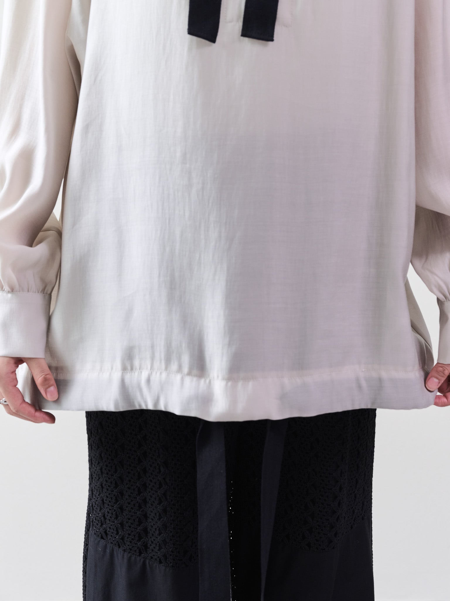 テープ配色シアーフーディートップス [601331] light beige