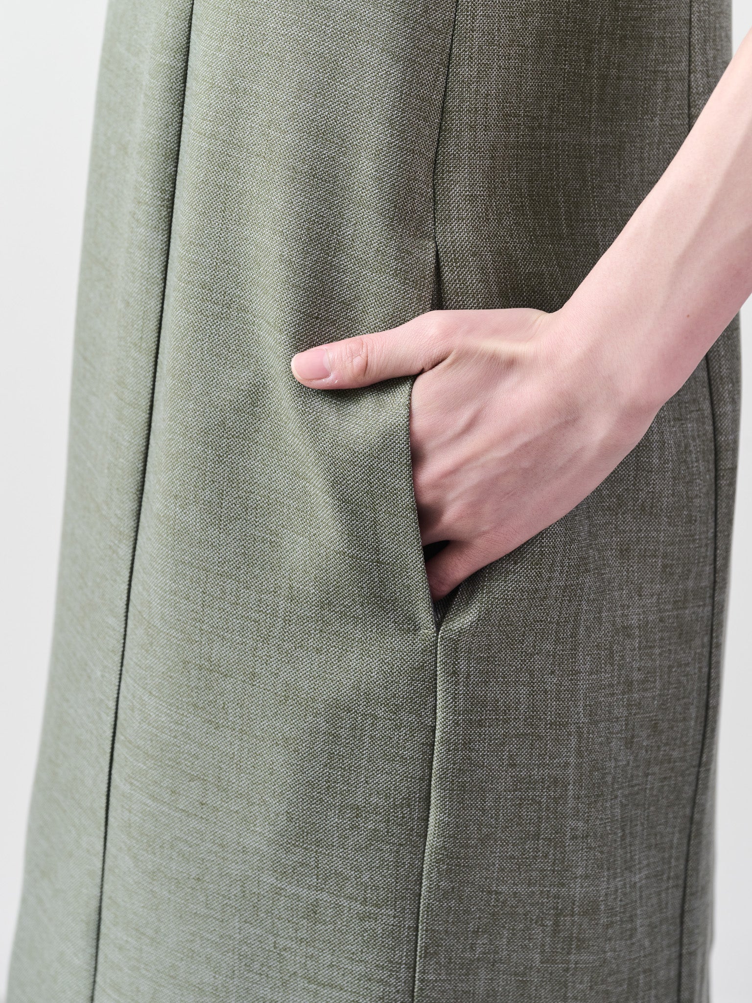 ツィードライク配色Iラインワンピース [603317] khaki