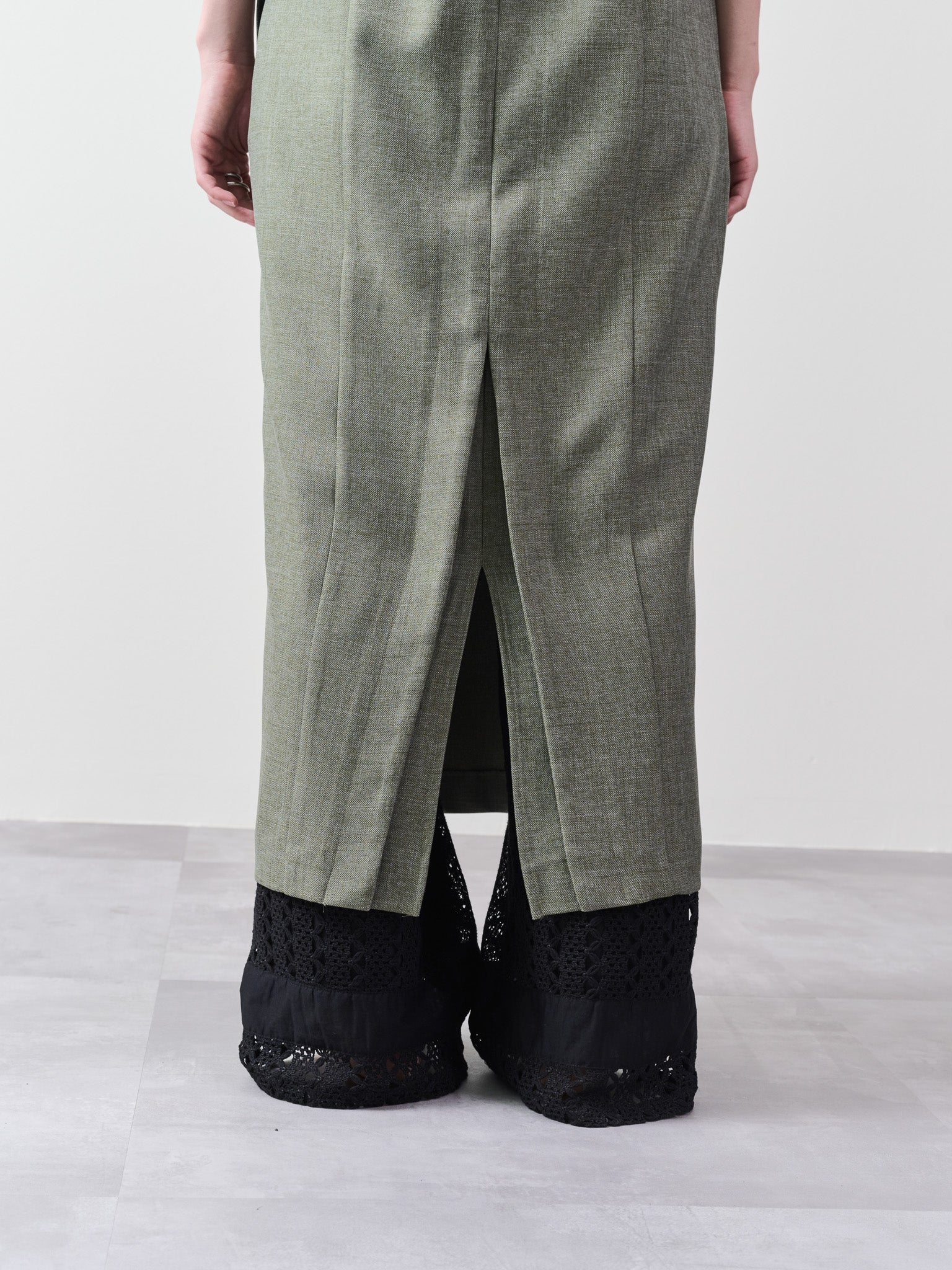 ツィードライク配色Iラインワンピース [603317] khaki