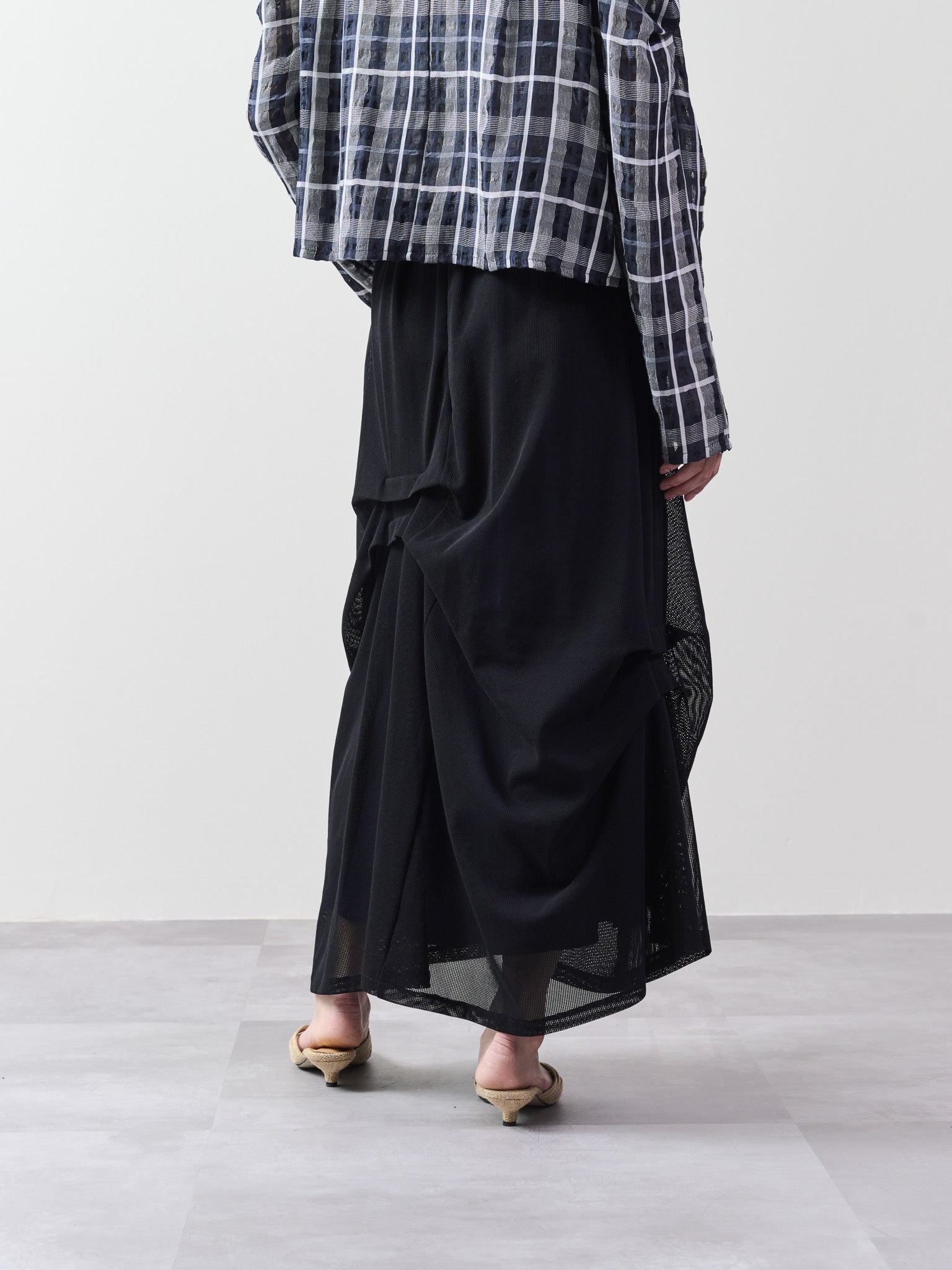 メッシュタック配色スカート [601316] black