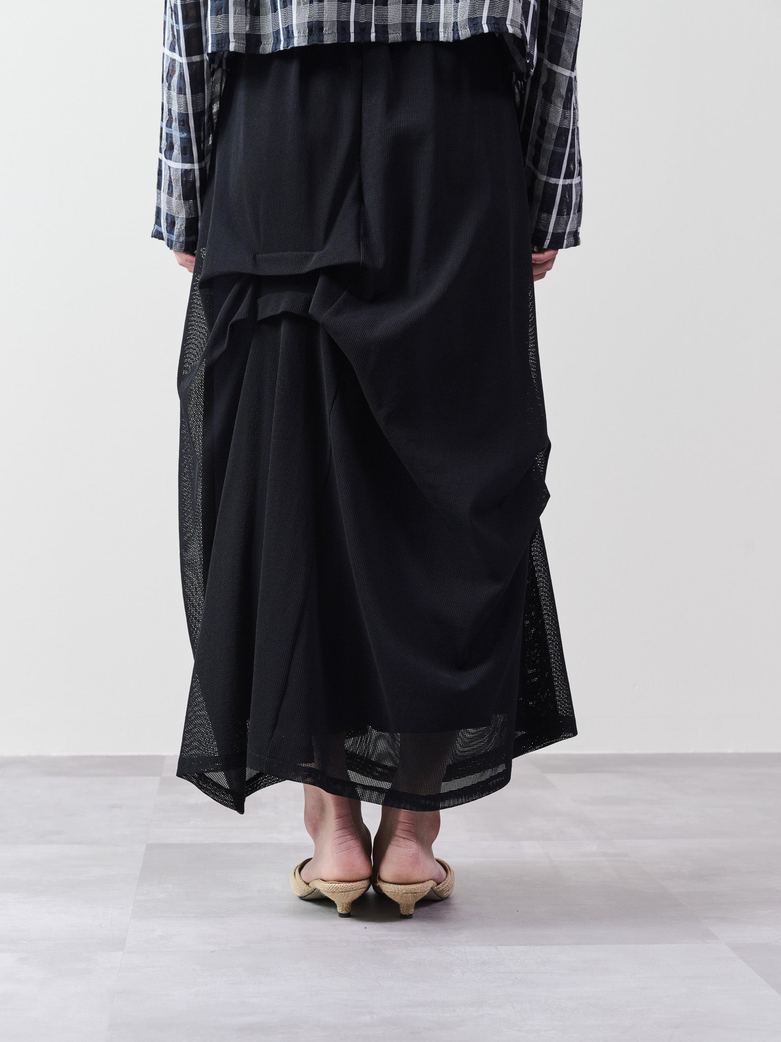 メッシュタック配色スカート [601316] black