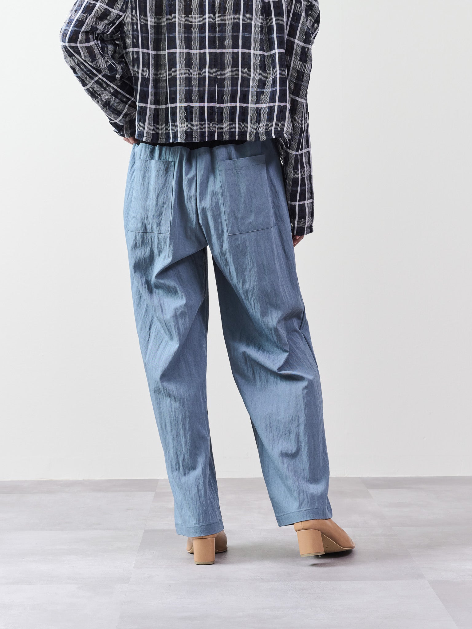 ウエストシャーリング配色ワイドパンツ [601314] blue