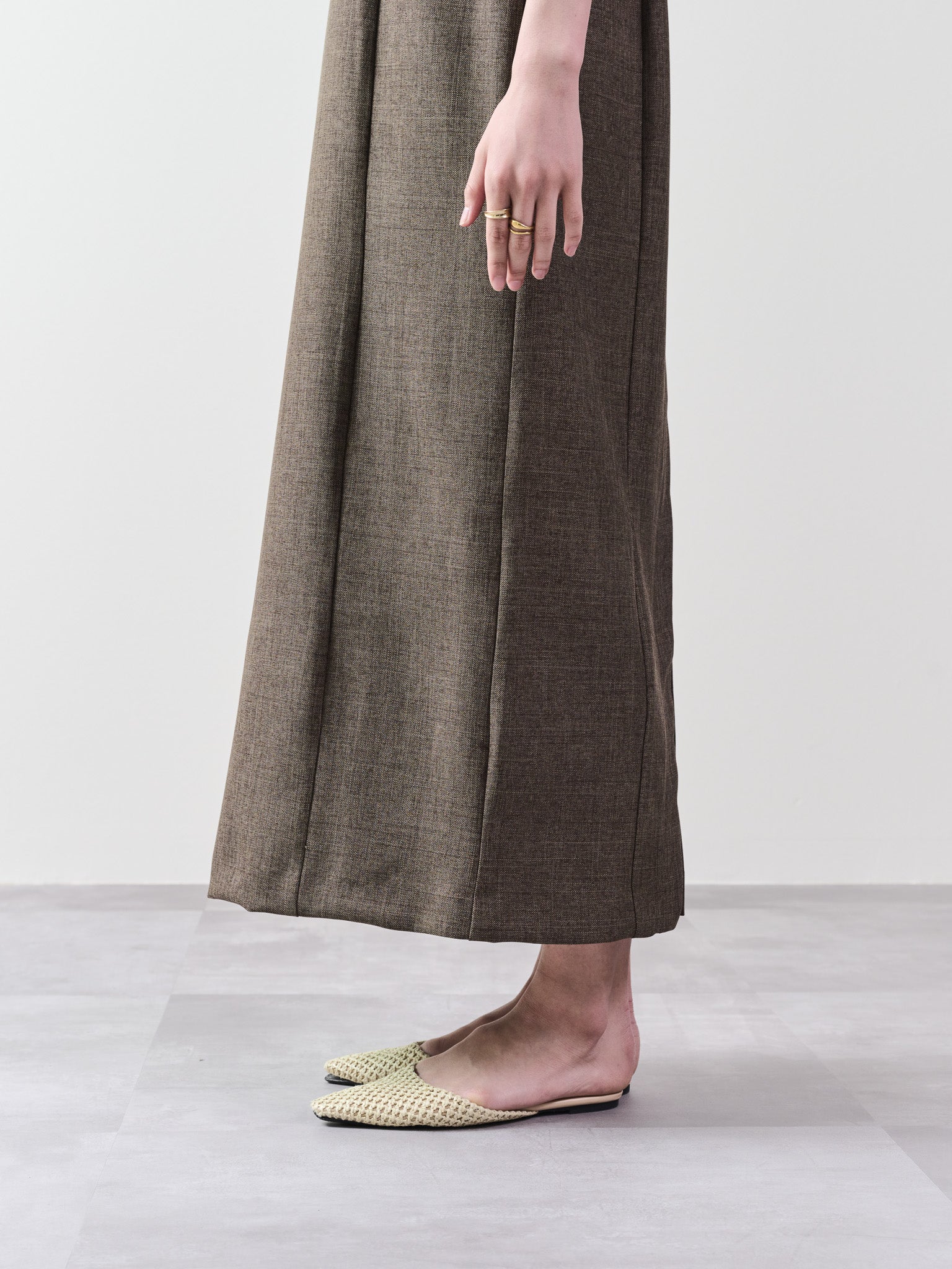 ツィードライク配色Iラインワンピース [603317] brown