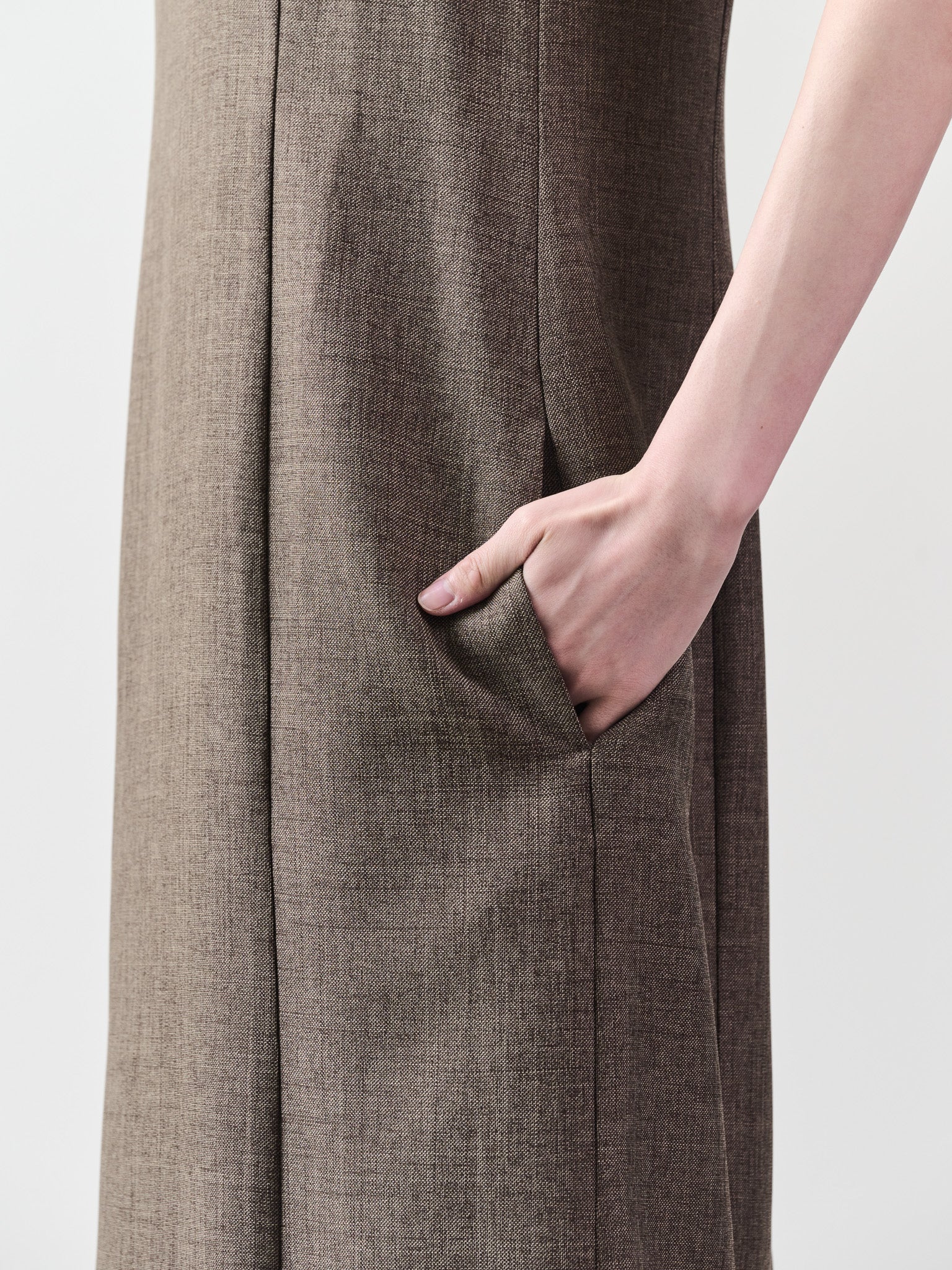 ツィードライク配色Iラインワンピース [603317] brown