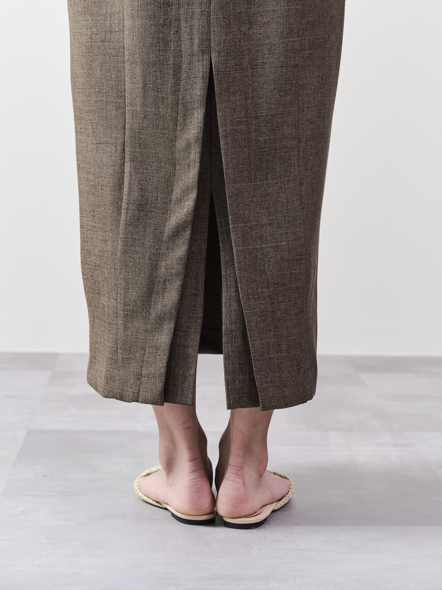 ツィードライク配色Iラインワンピース [603317] brown