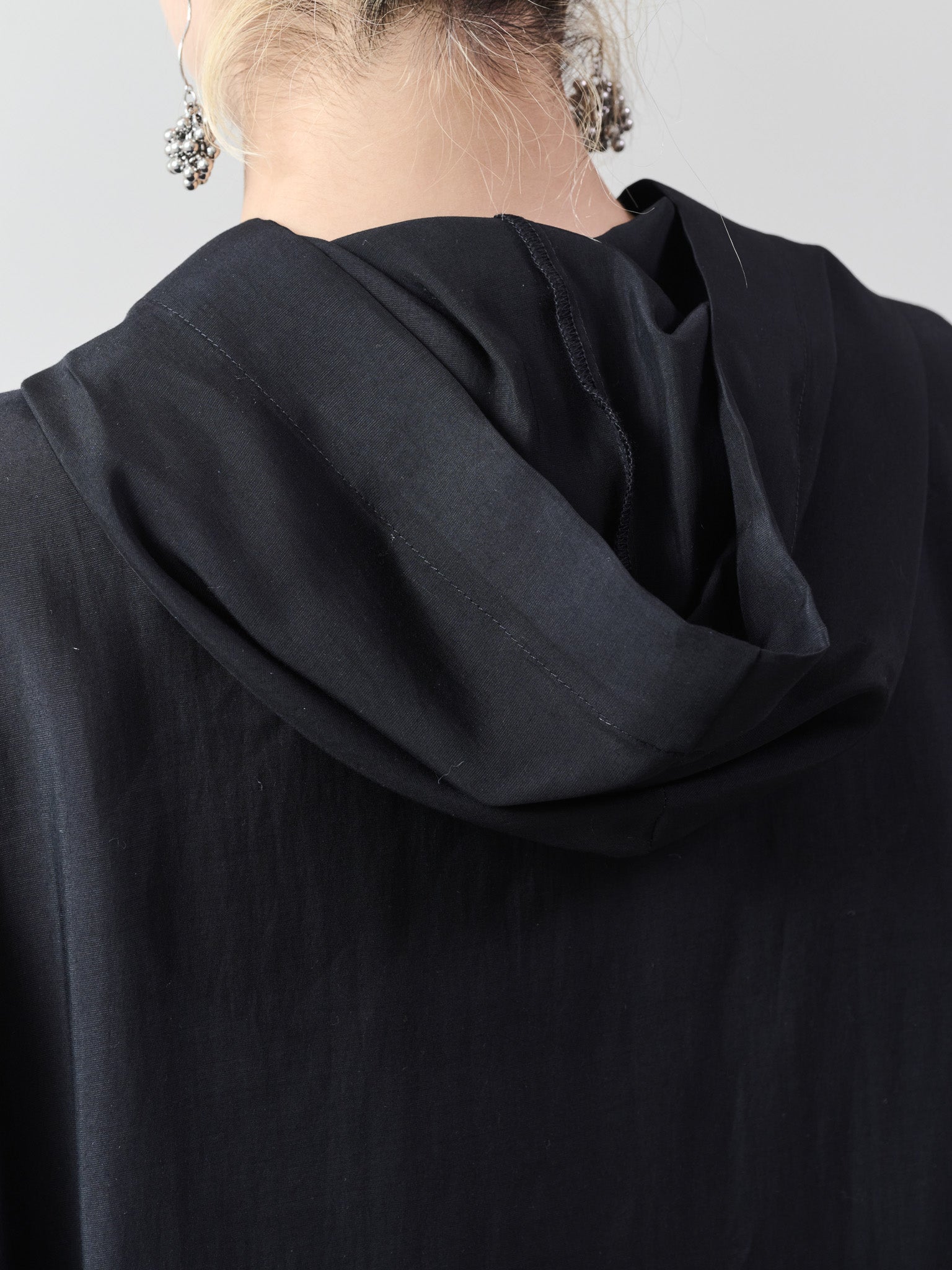 テープ配色シアーフーディートップス [601331] black