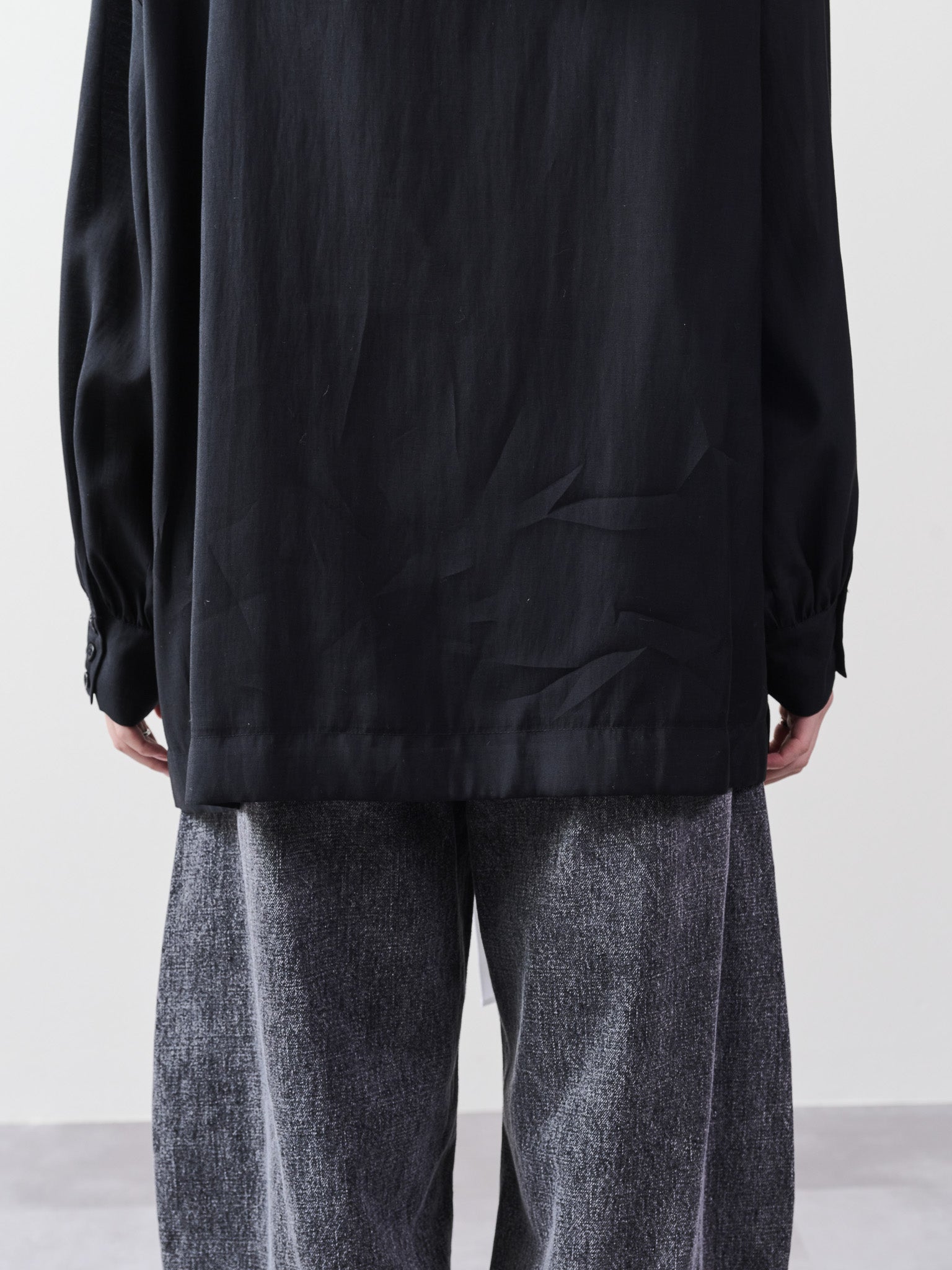 テープ配色シアーフーディートップス [601331] black