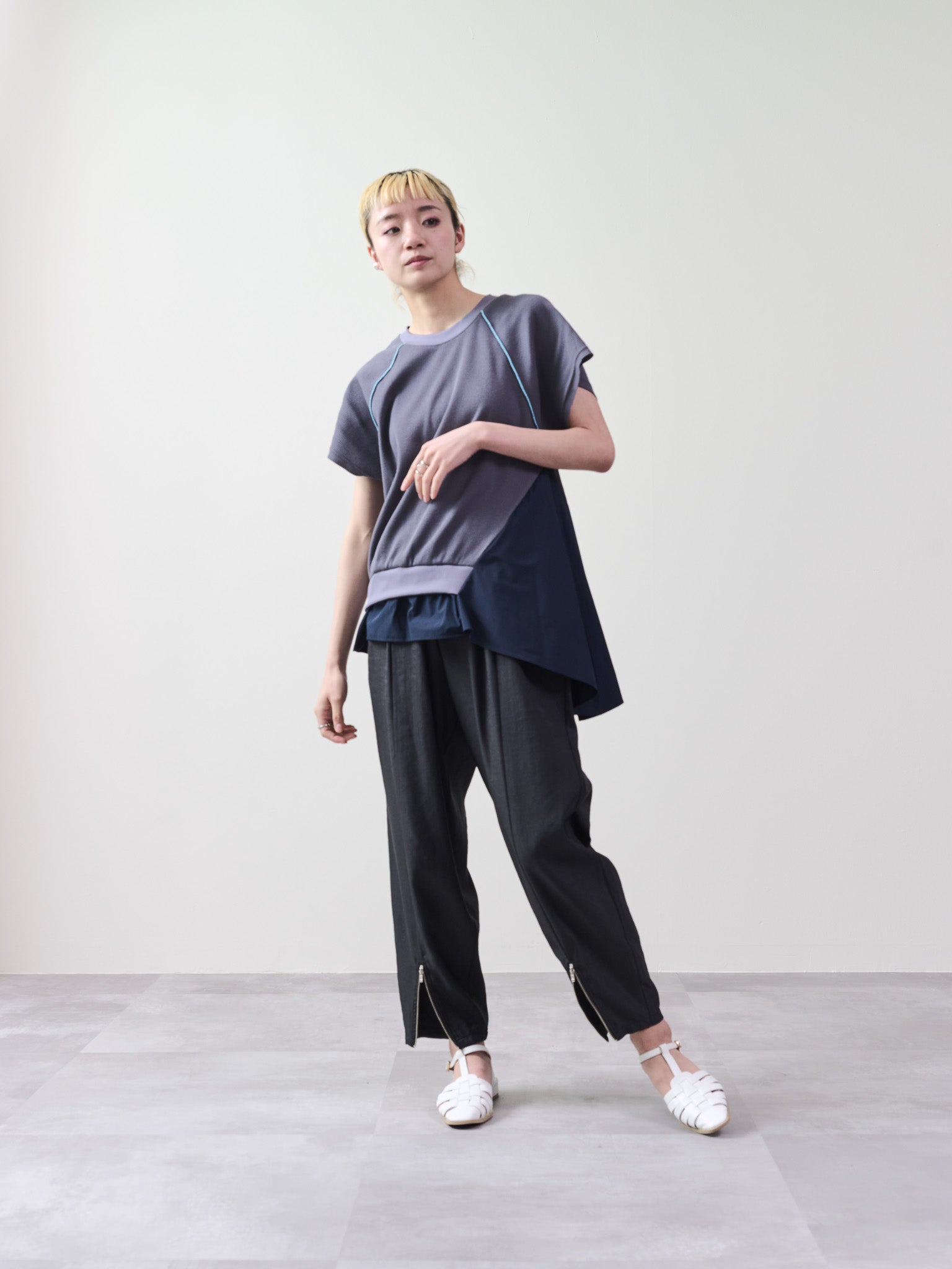 ヘムジップコクーンパンツ [601309] black