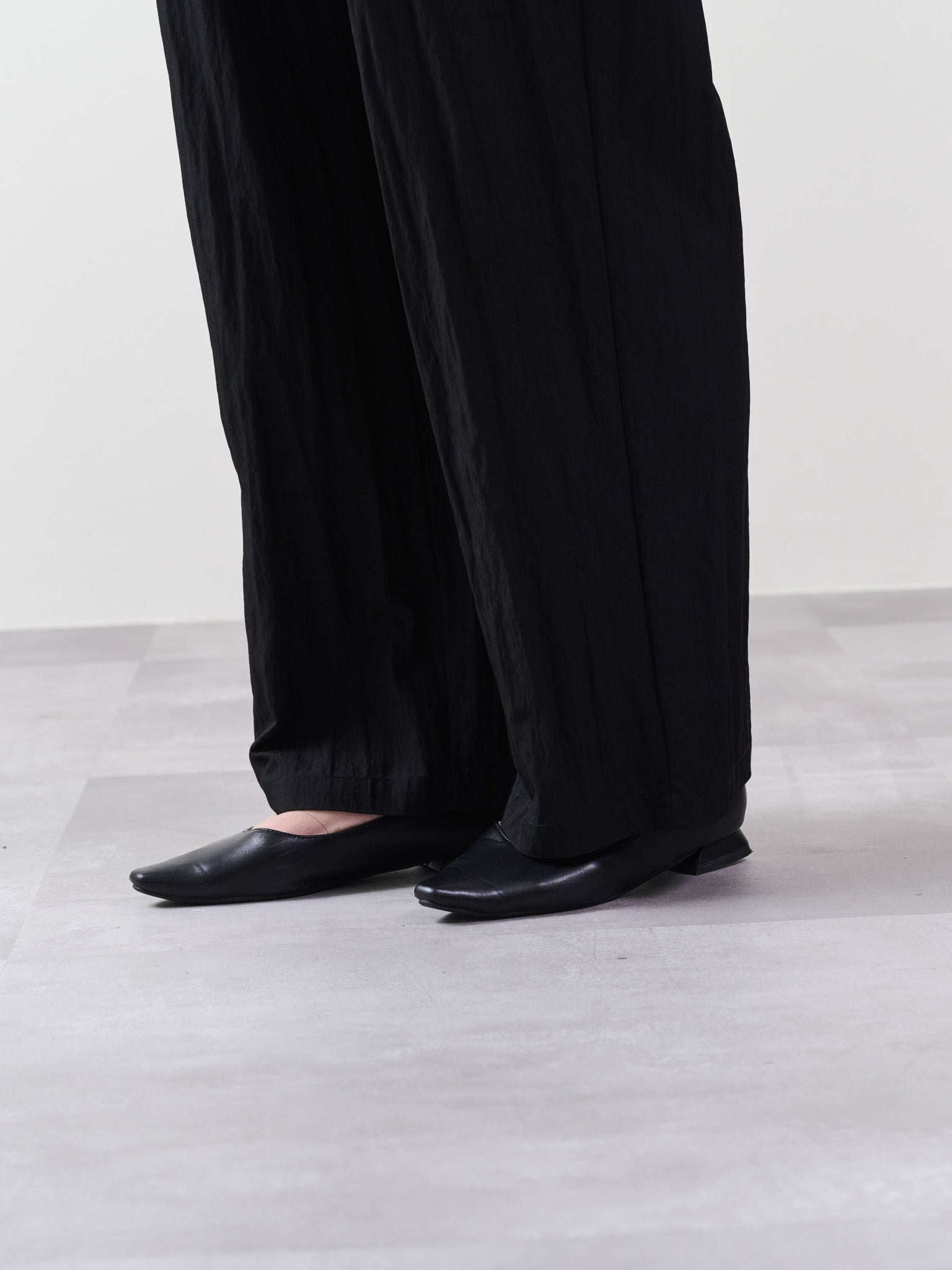 ウエストシャーリング配色ワイドパンツ [601314] black