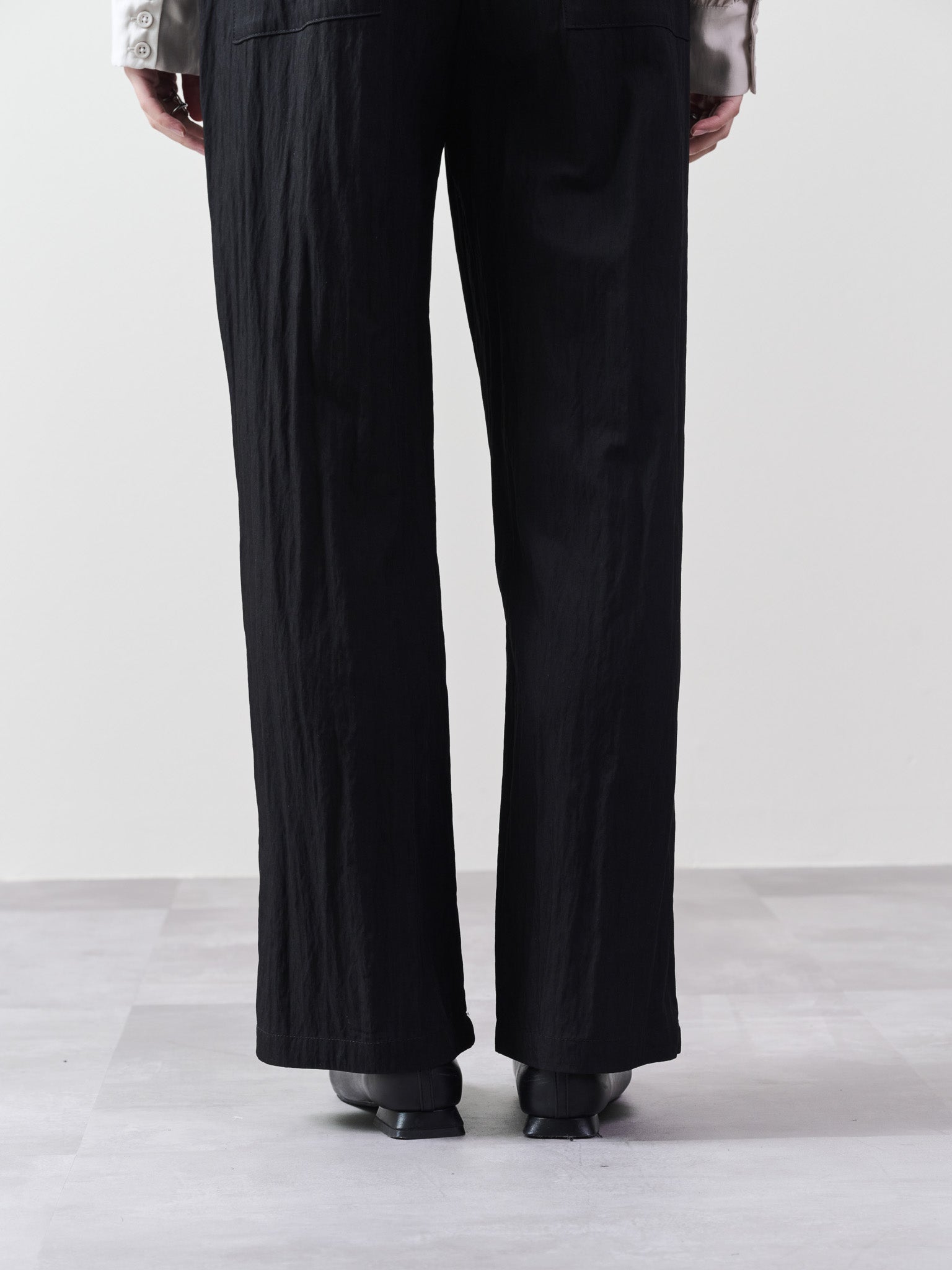 ウエストシャーリング配色ワイドパンツ [601314] black