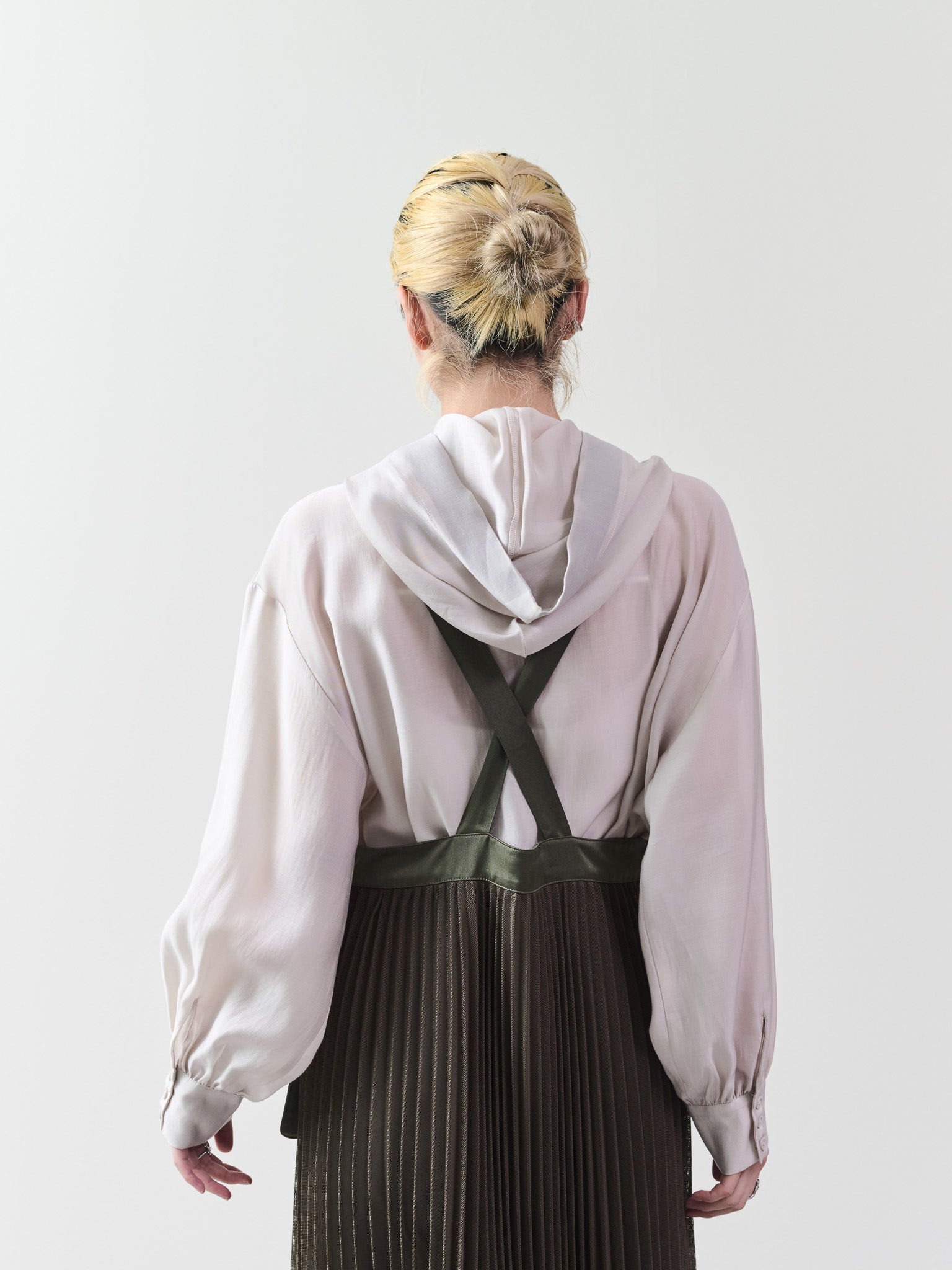 メッシュプリーツサロペットワンピース [601330] khaki
