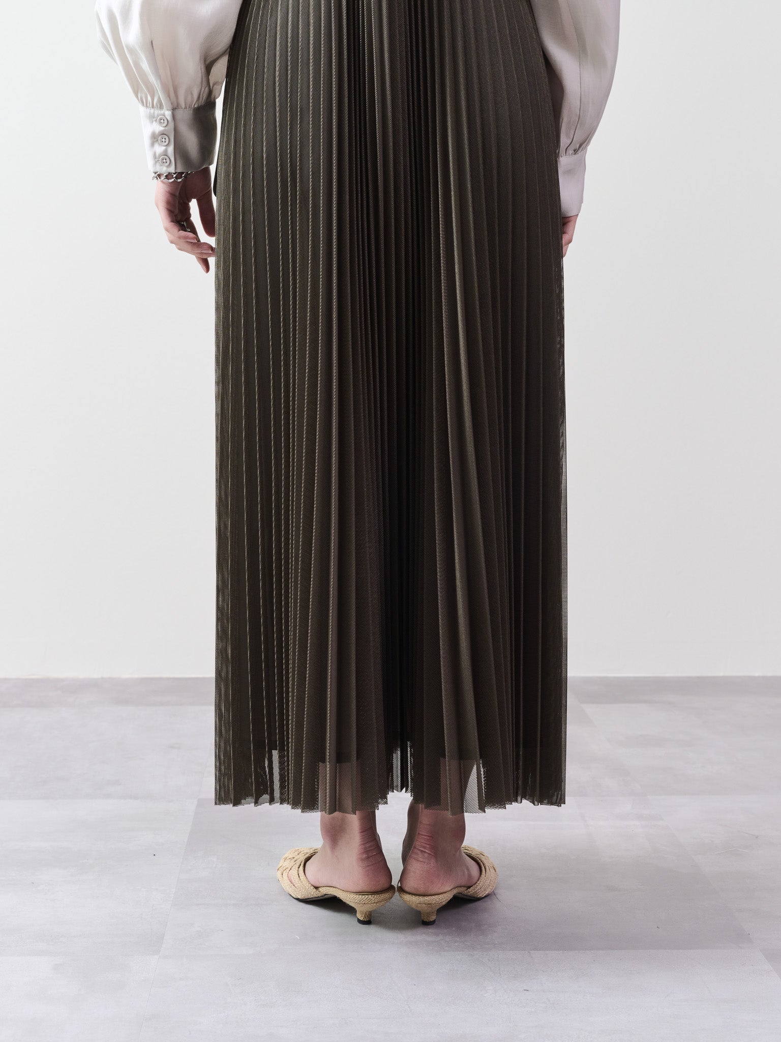 メッシュプリーツサロペットワンピース [601330] khaki