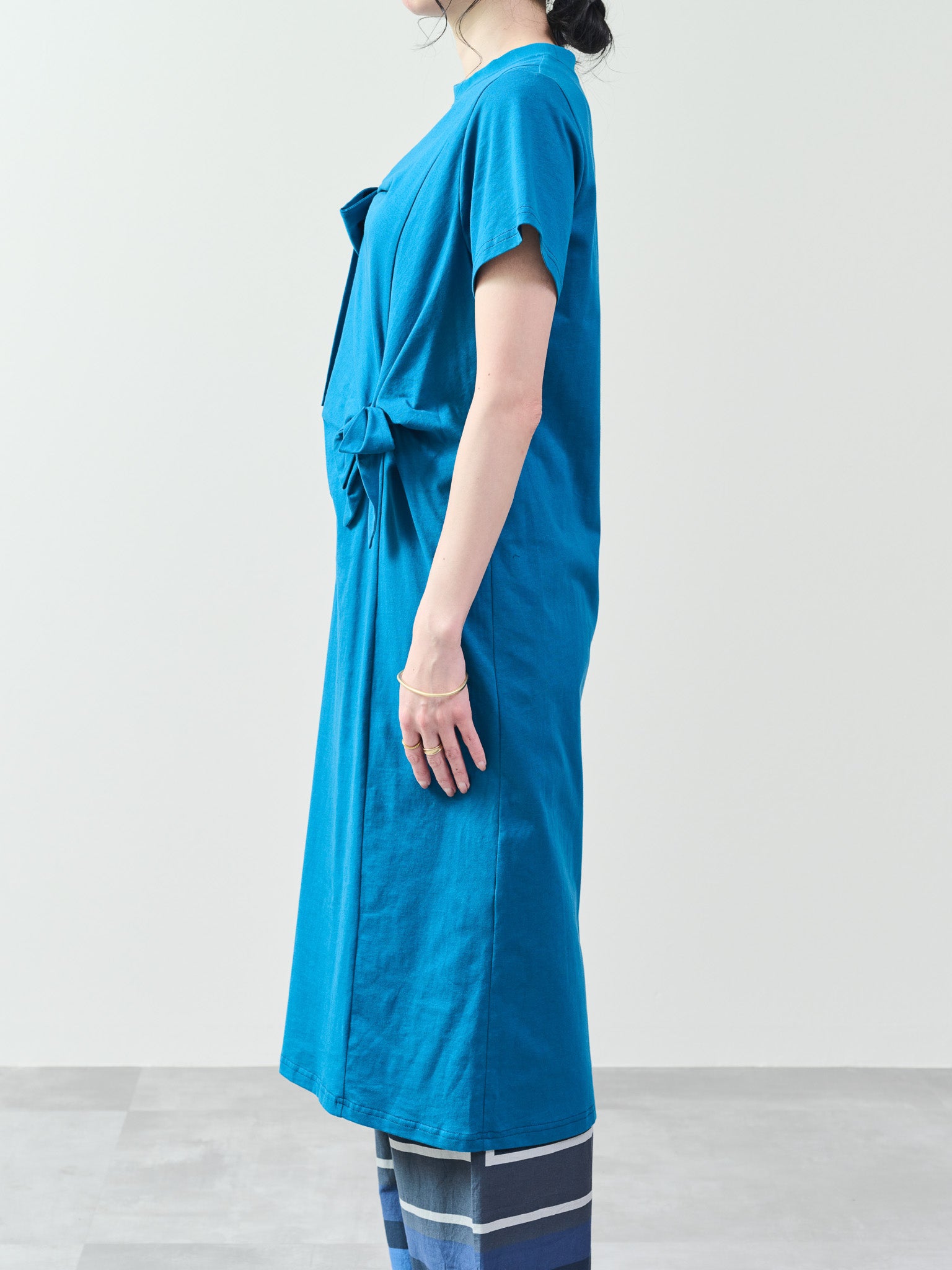 フロントリボン配色ステッチワンピース [601326] blue