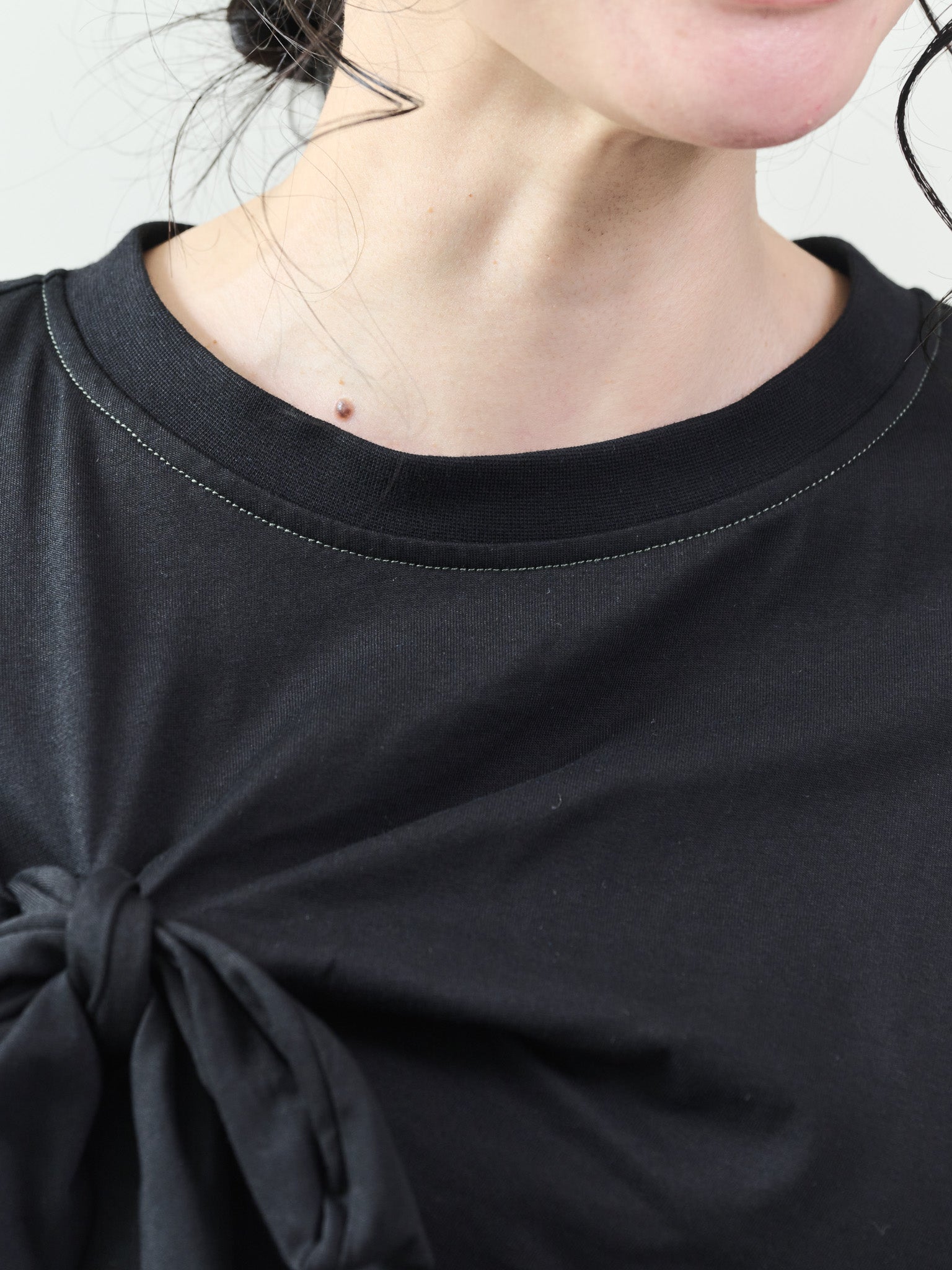 フロントリボン配色ステッチワンピース [601326] black
