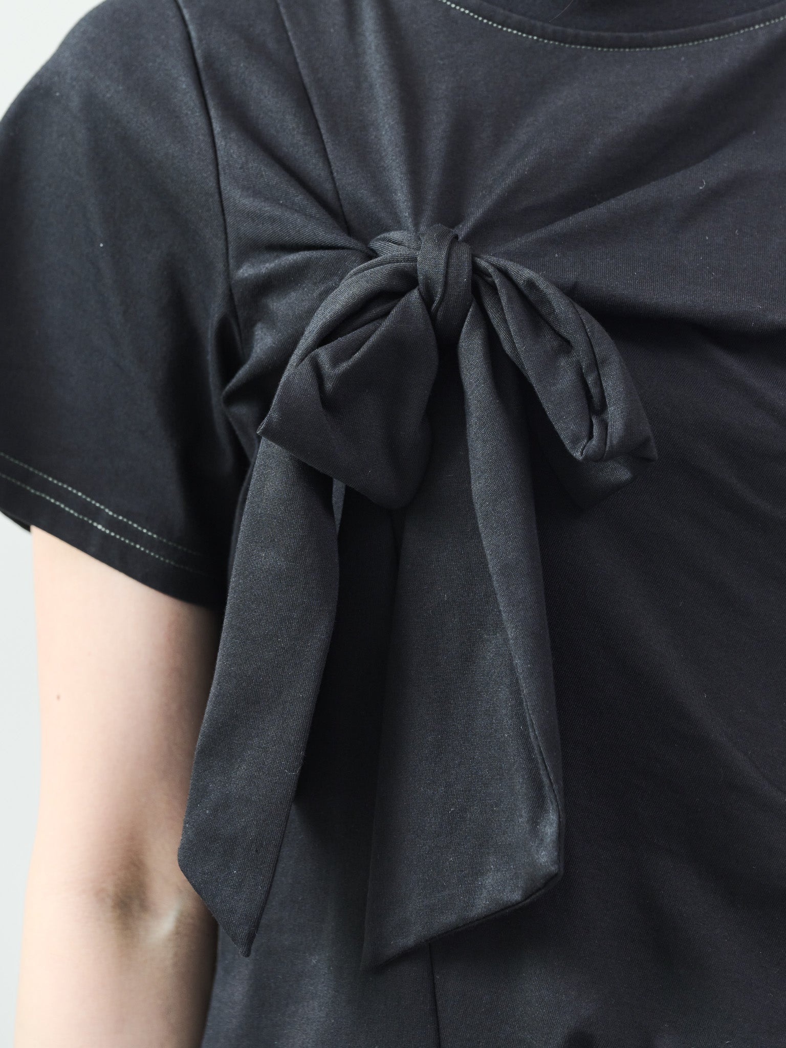 フロントリボン配色ステッチワンピース [601326] black