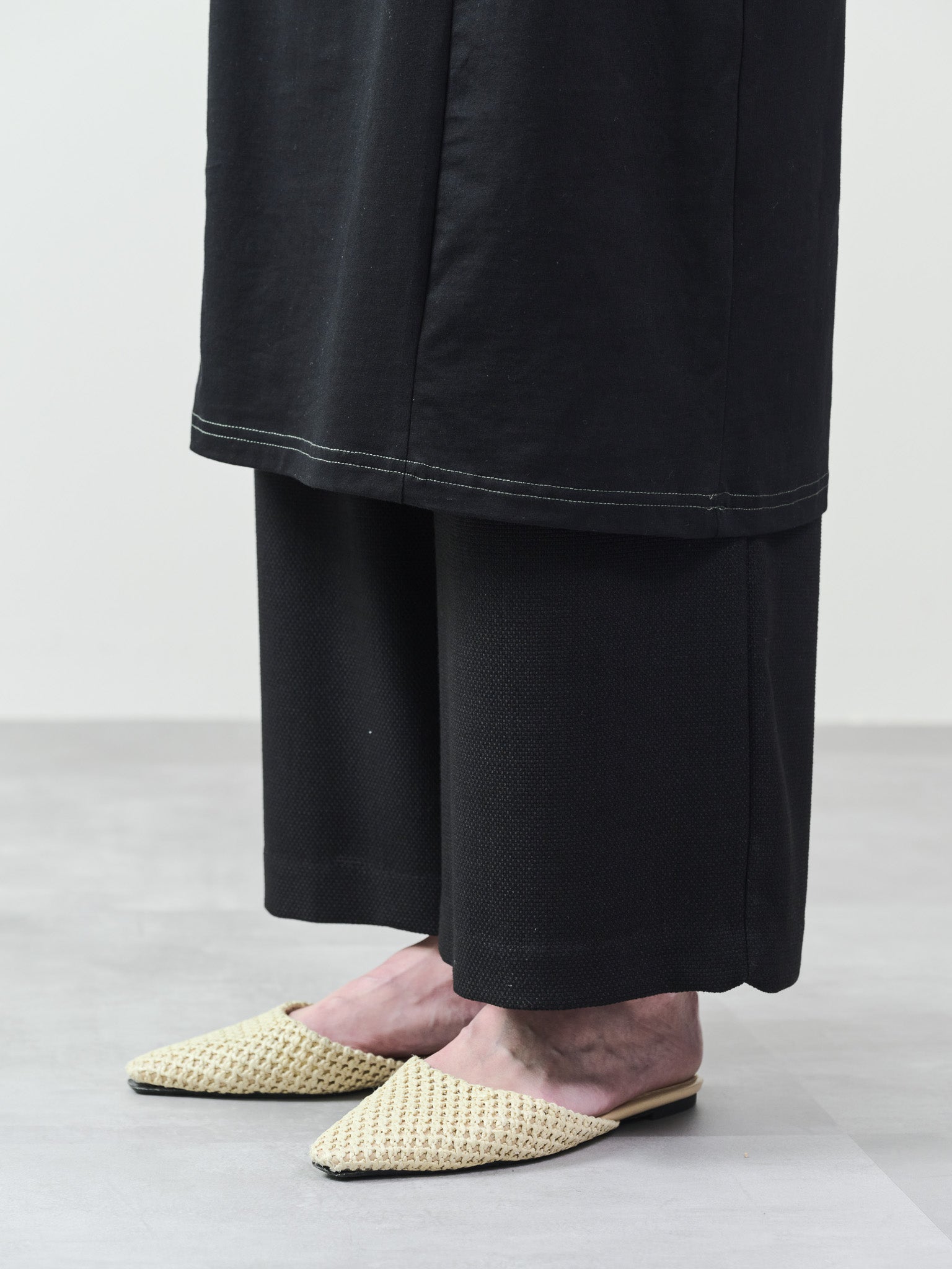 フロントリボン配色ステッチワンピース [601326] black