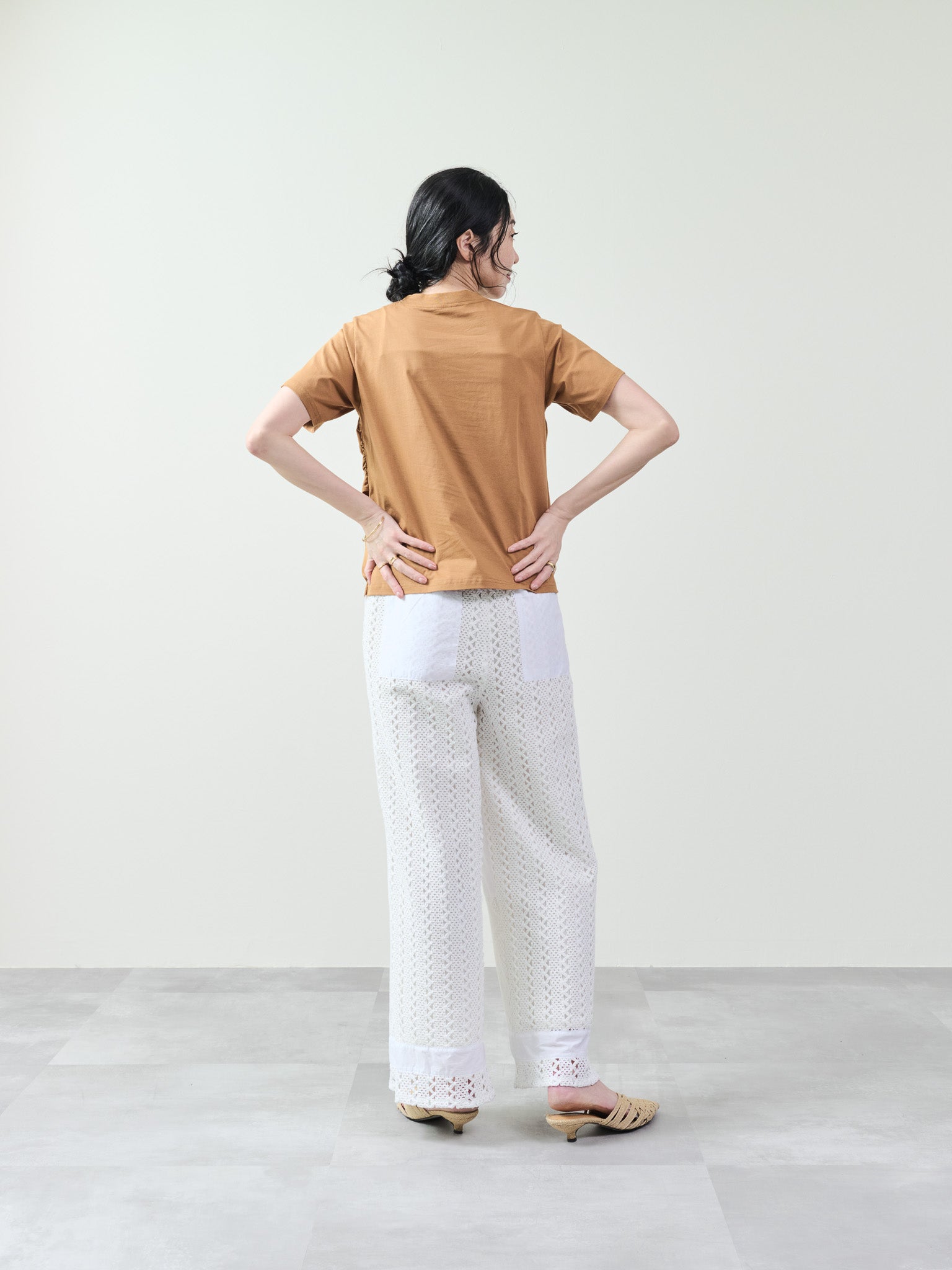 異素材切替レースパンツ [601333] off