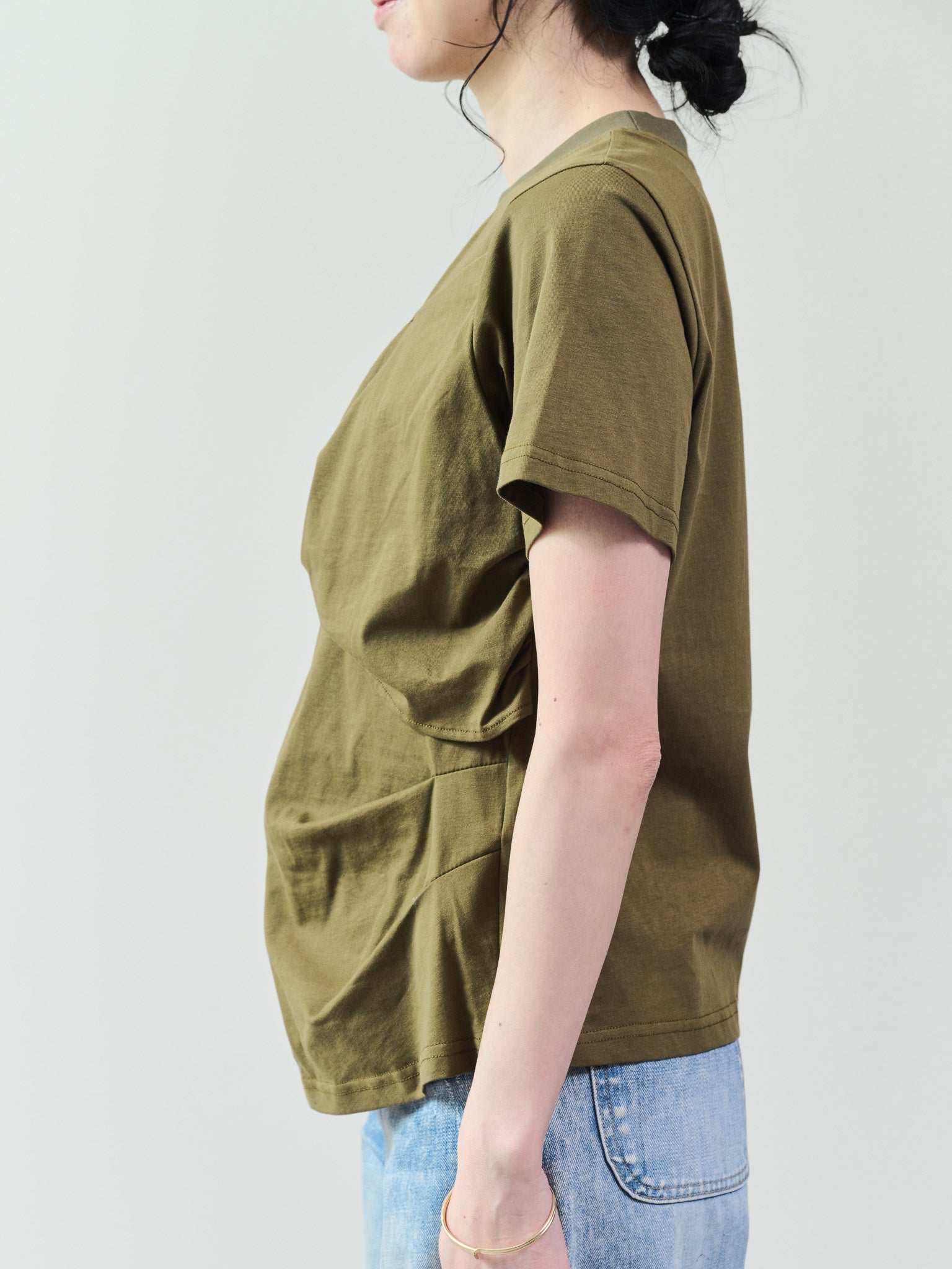 フロントツイストアシメヘムトップス [601325] khaki