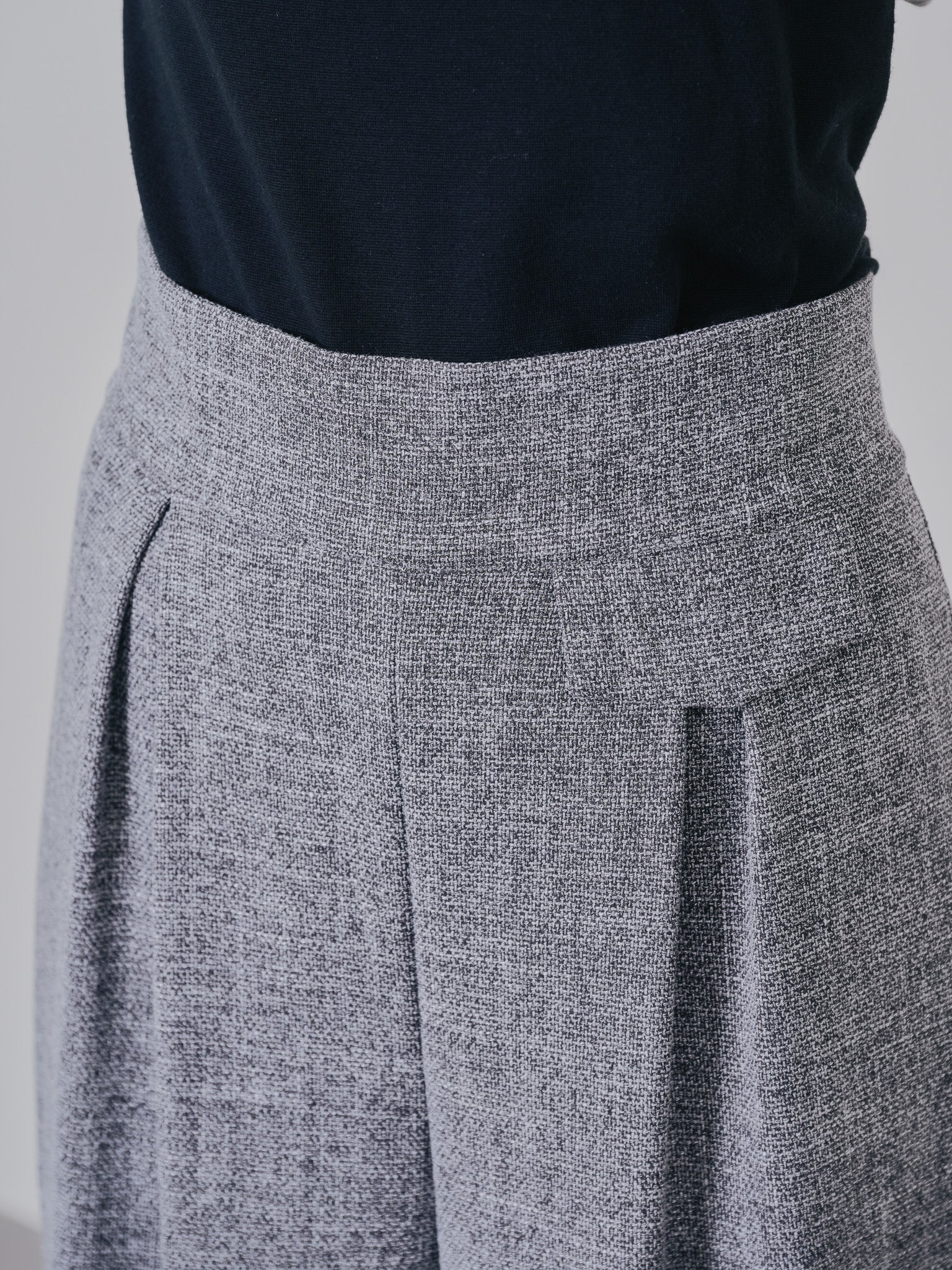 麻ライクツィードワイドパンツ [601287] grey