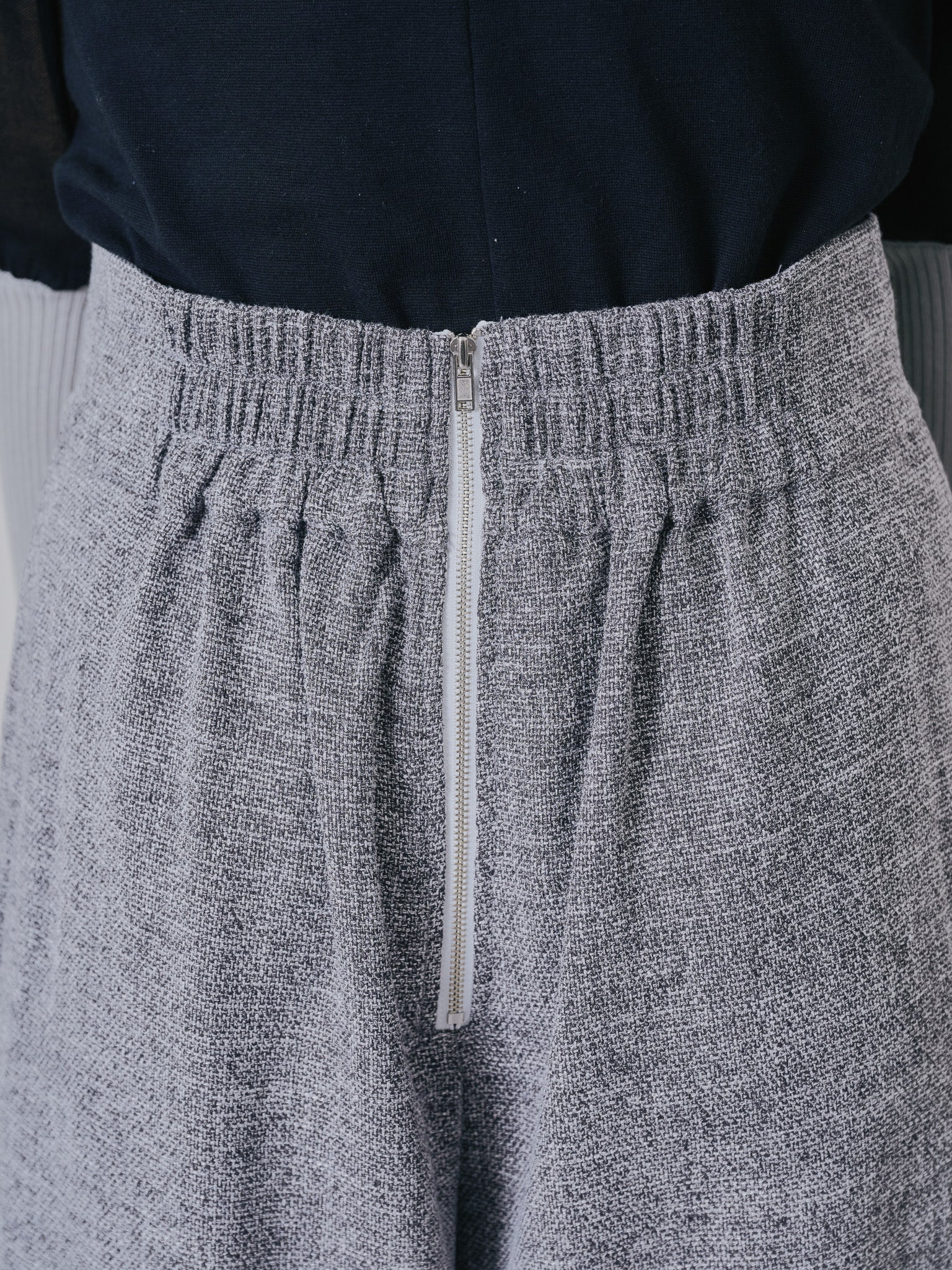 麻ライクツィードワイドパンツ [601287] grey