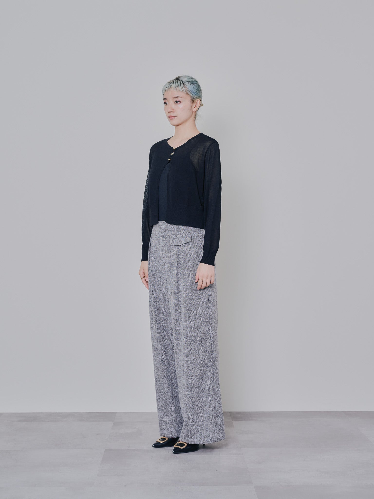 フロントホックニットカーディガン [601327] black