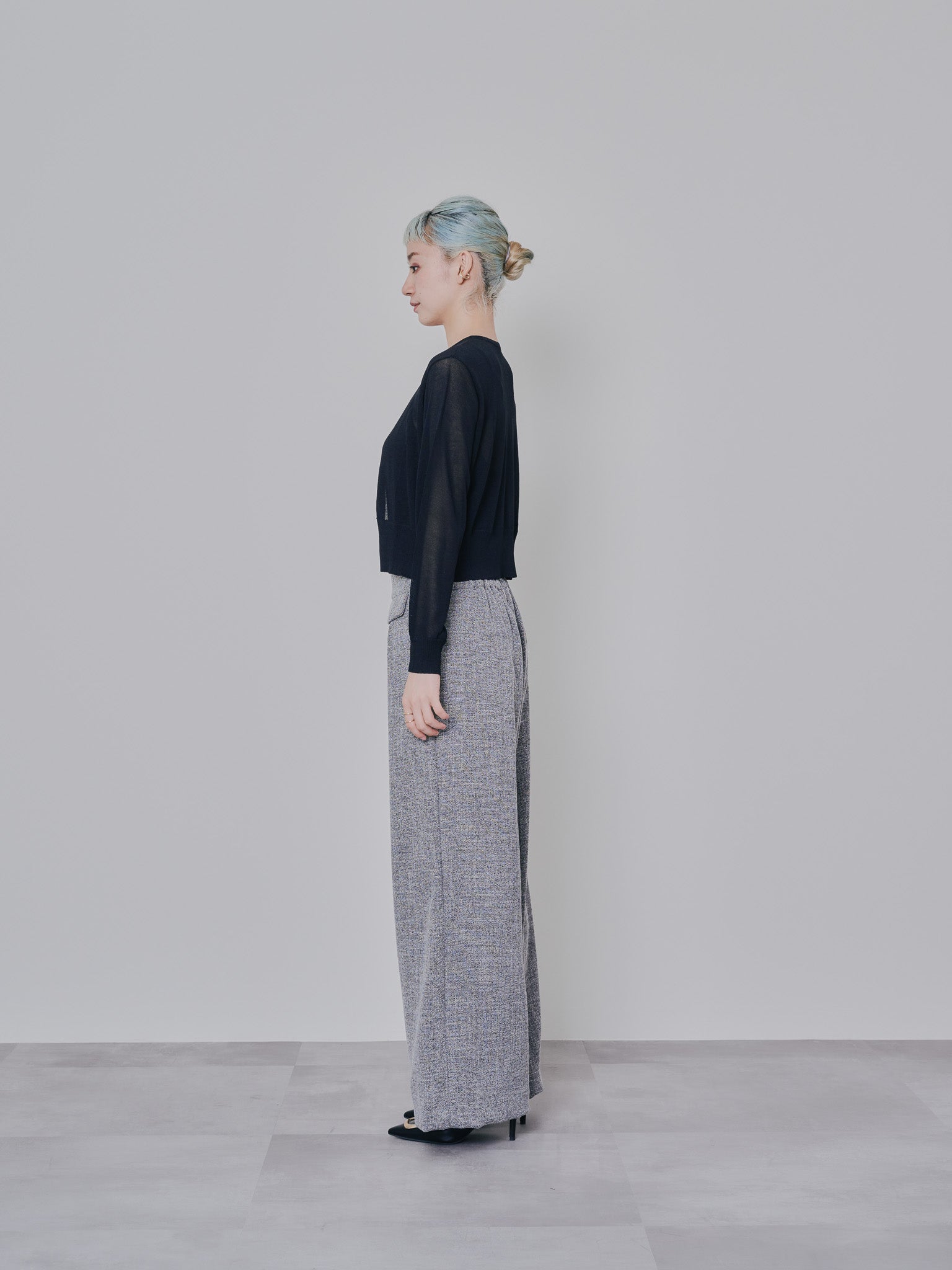 フロントホックニットカーディガン [601327] black