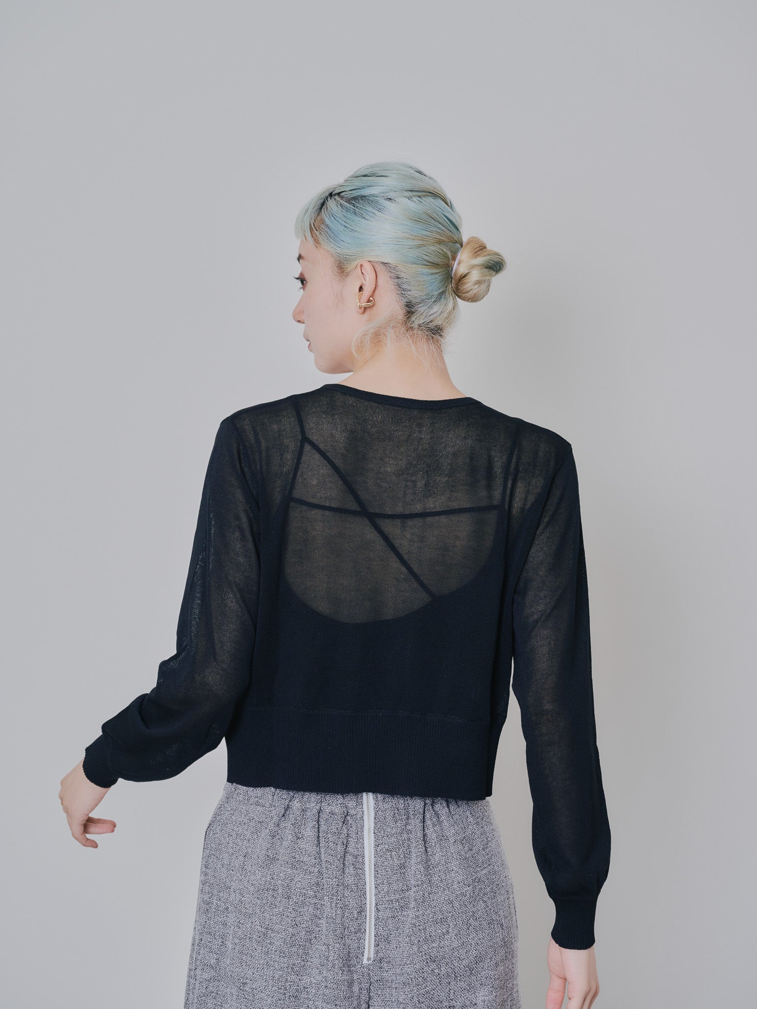 フロントホックニットカーディガン [601327] black