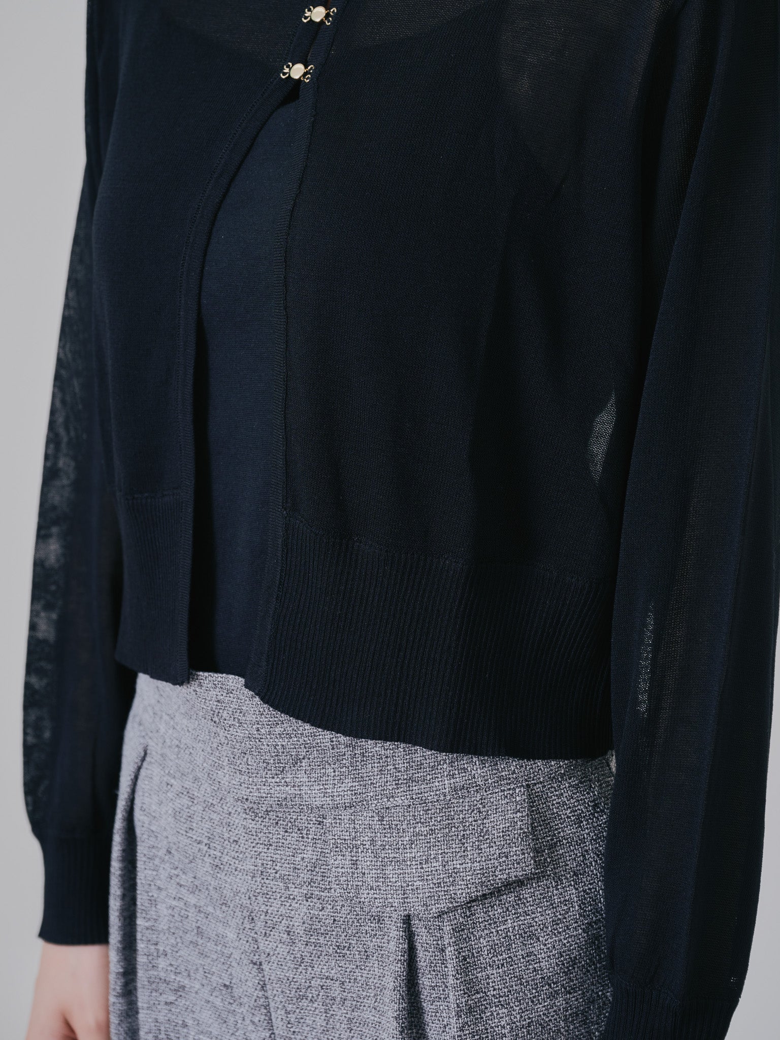 フロントホックニットカーディガン [601327] black
