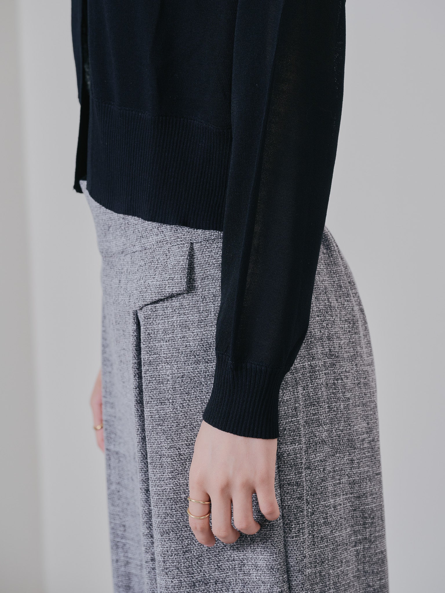 フロントホックニットカーディガン [601327] black