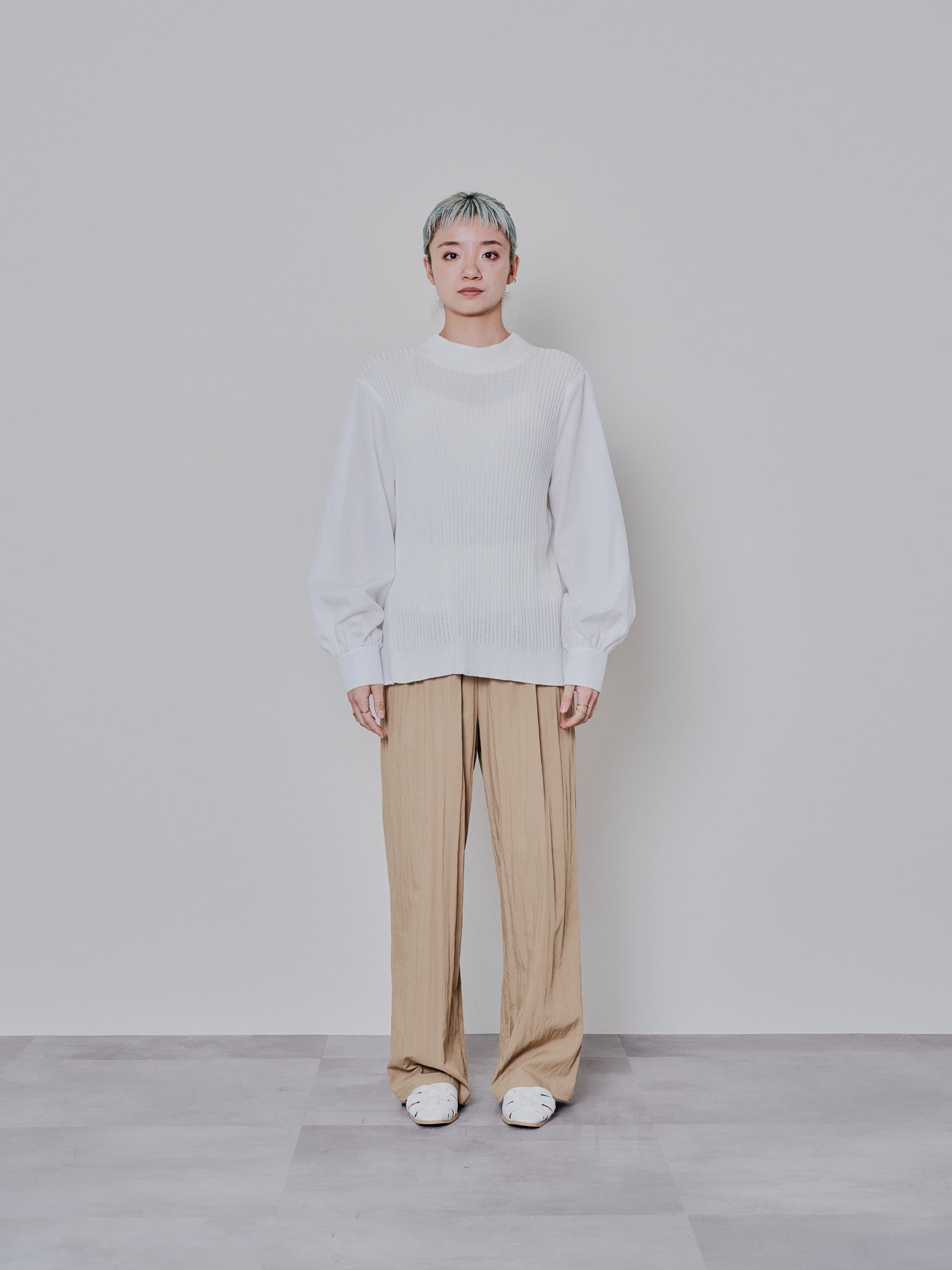 2WAYニット×ブラウストップス [601273] white