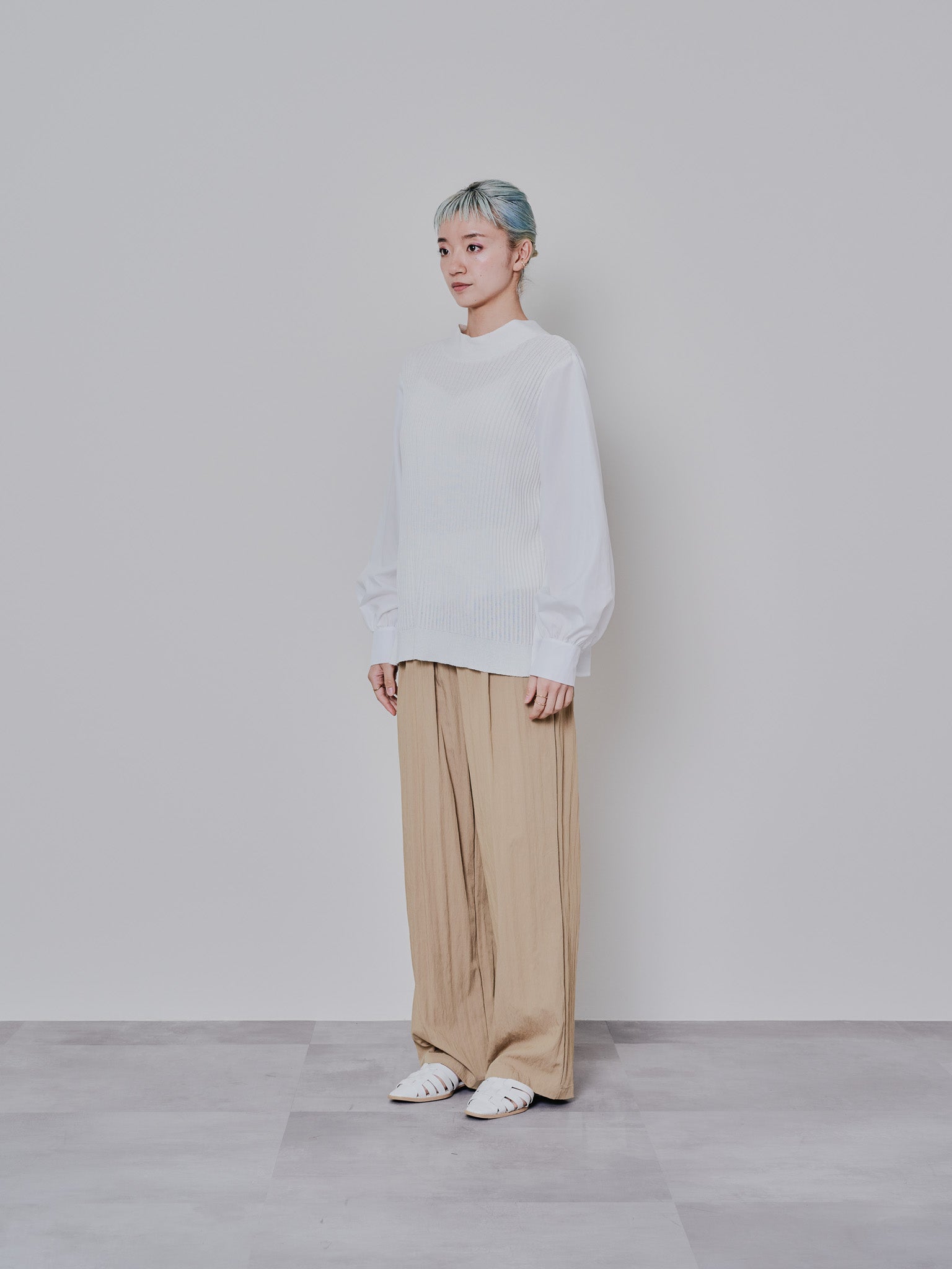 2WAYニット×ブラウストップス [601273] white
