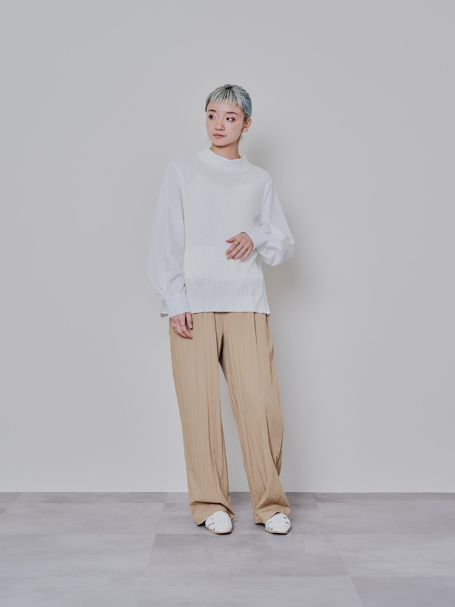 2WAYニット×ブラウストップス [601273] white