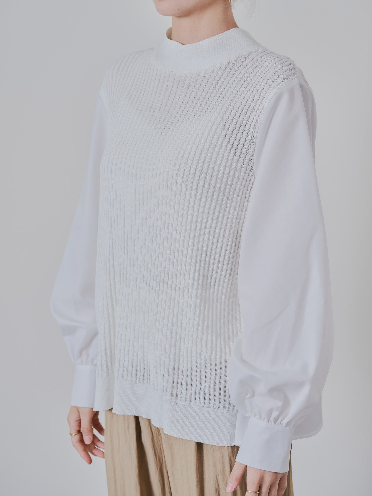 2WAYニット×ブラウストップス [601273] white