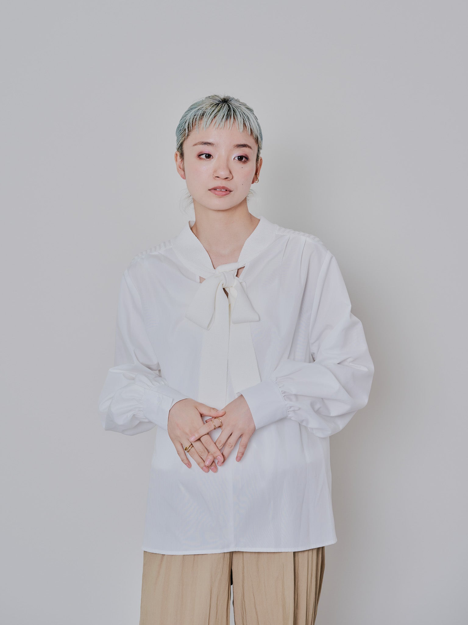 2WAYニット×ブラウストップス [601273] white