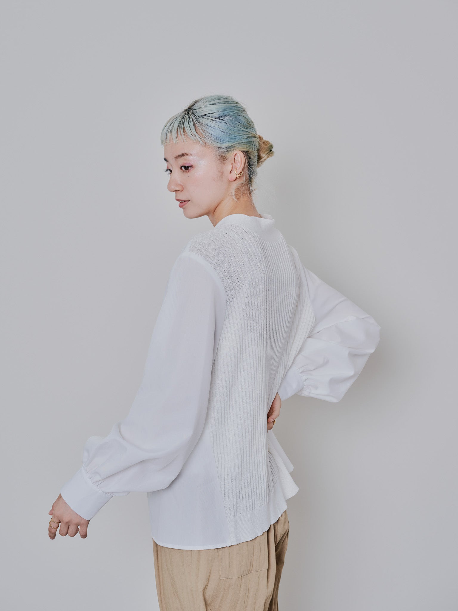 2WAYニット×ブラウストップス [601273] white