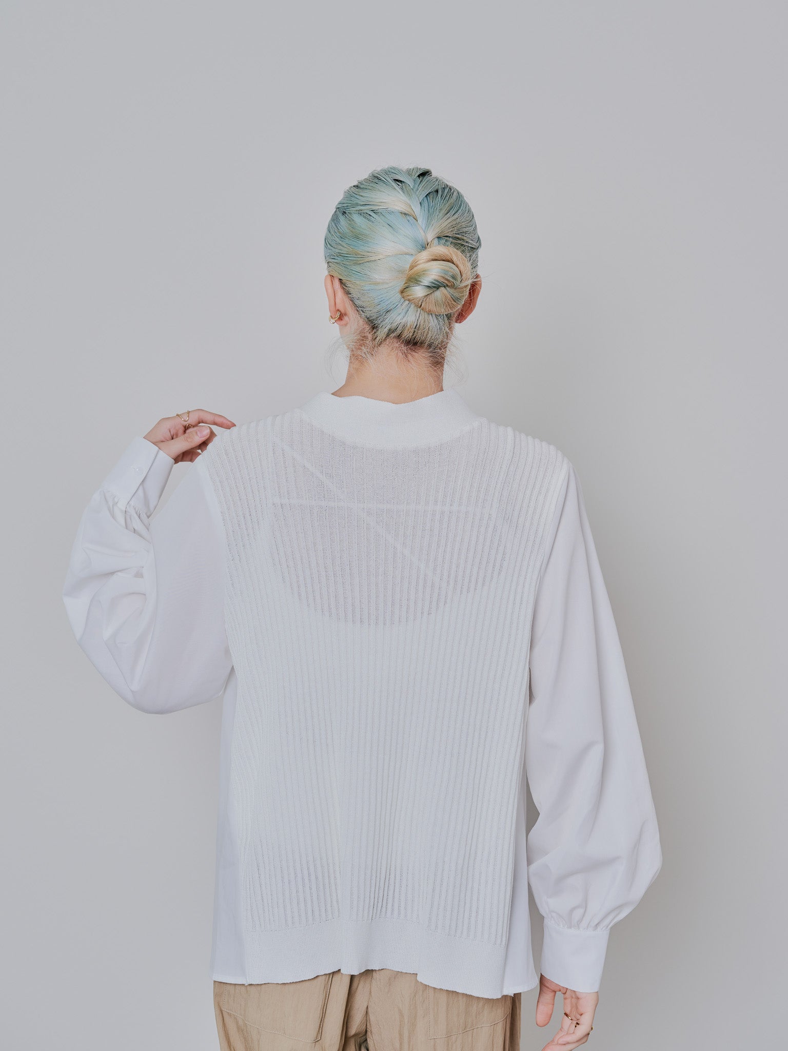 2WAYニット×ブラウストップス [601273] white