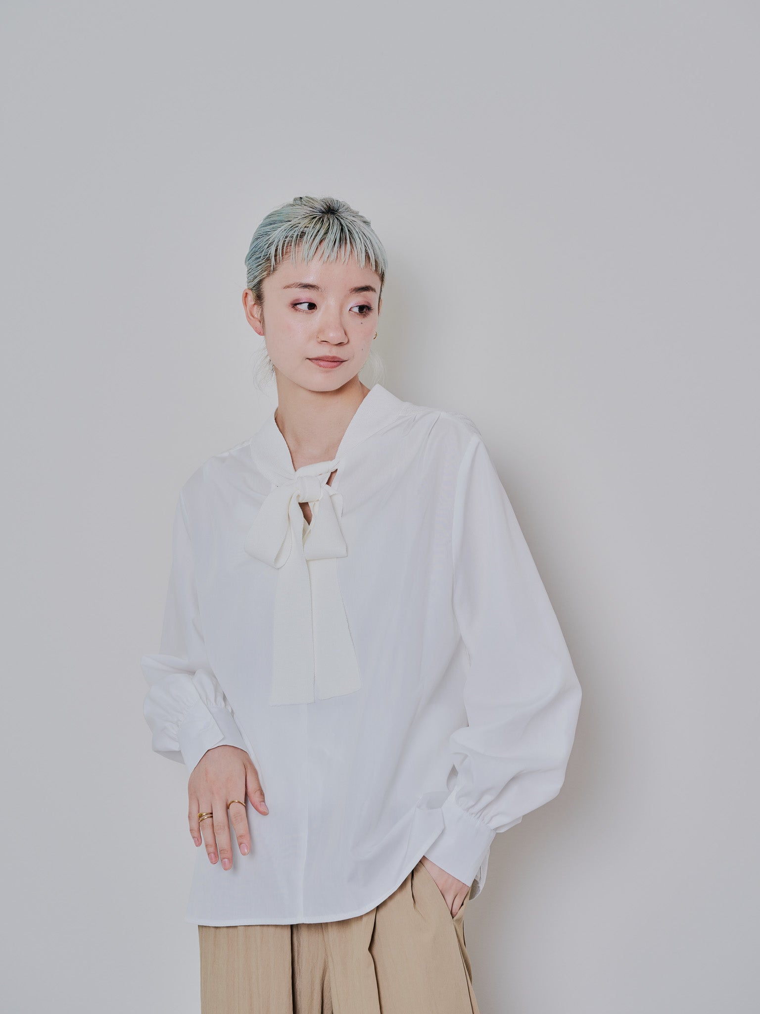 2WAYニット×ブラウストップス [601273] white