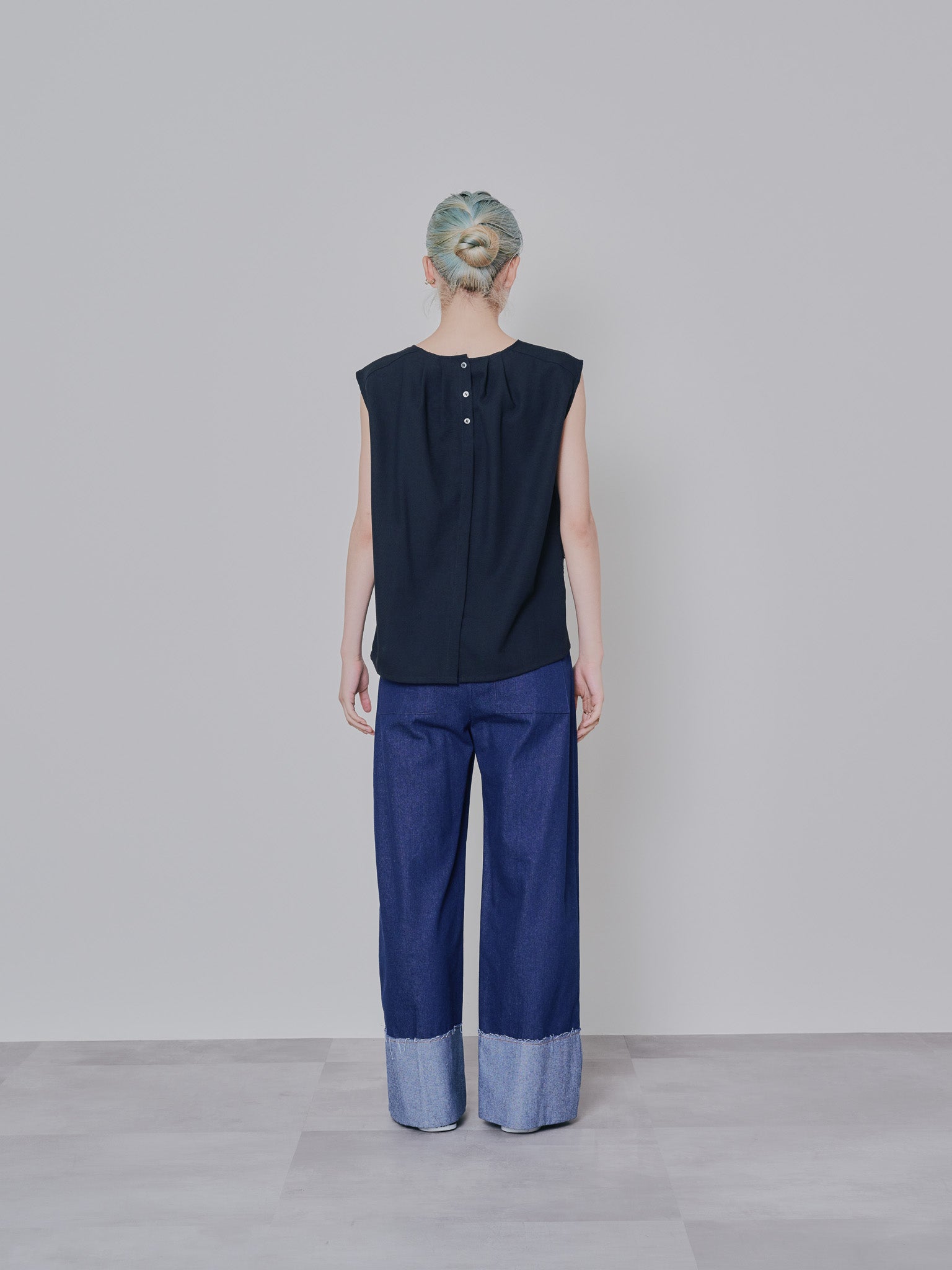 チェーンポイントデニムワイドパンツ [601280] navy